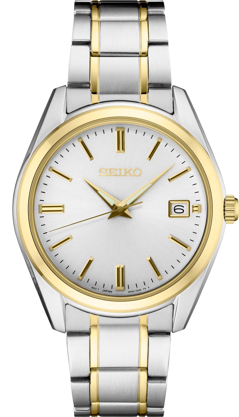 SEIKO MEN'S ESSENTIALS White-Dial Silver & Gold Tone Watch