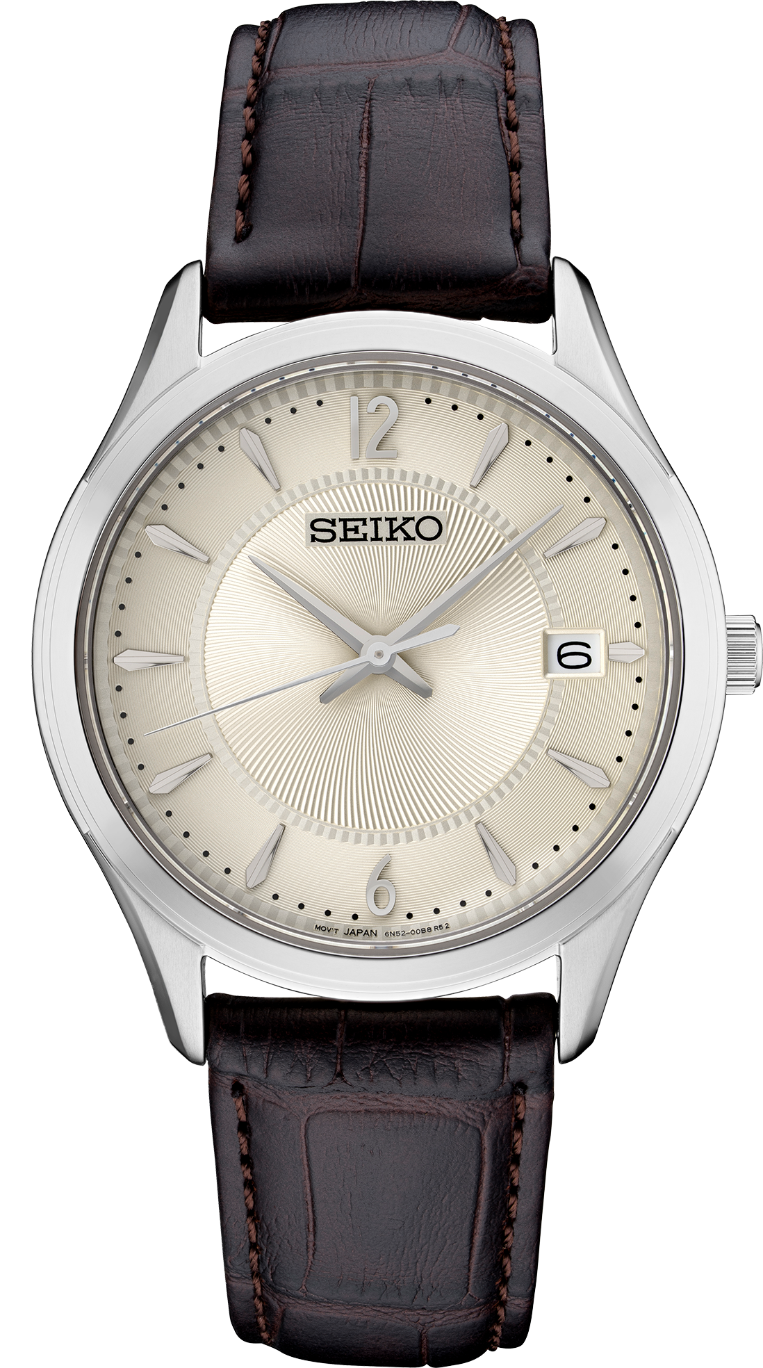SEIKO Essentials Men's Cream Dial Sport & Dress Watch with Leather Strap