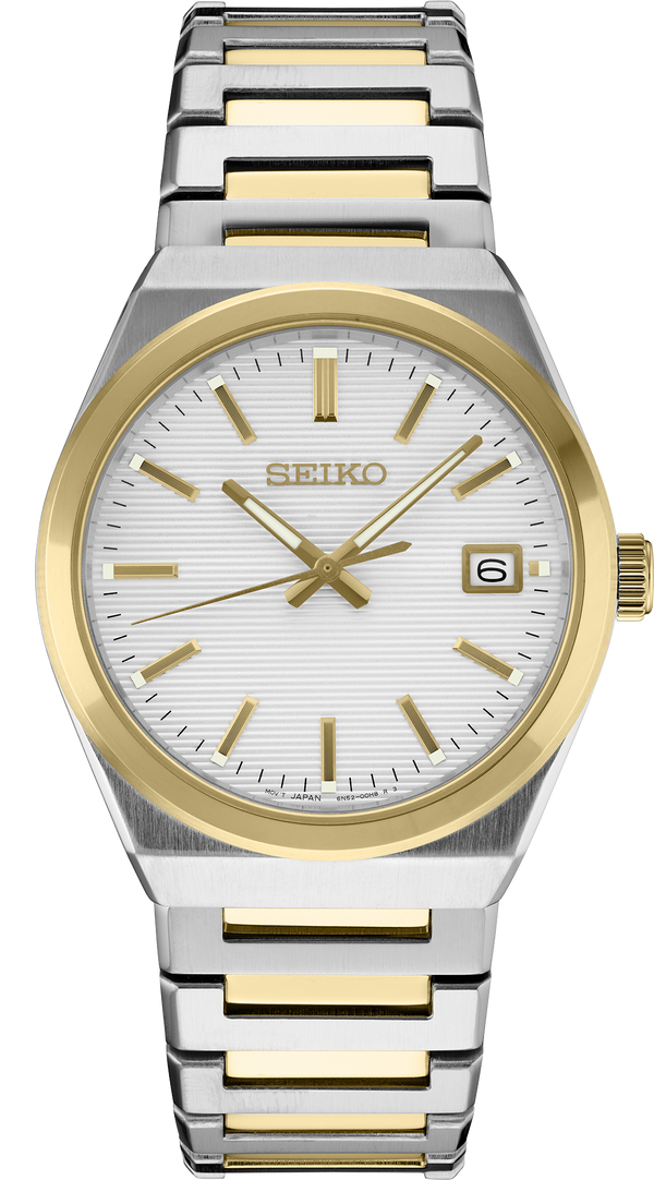 SEIKO MEN'S ESSENTIALS Two-Tone Gold & Silver White Dial Watch