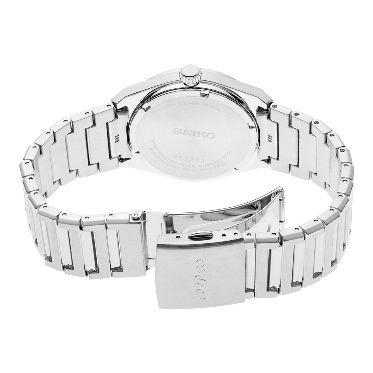 Clasp View SEIKO Essentials Watch with Green Striped Dial