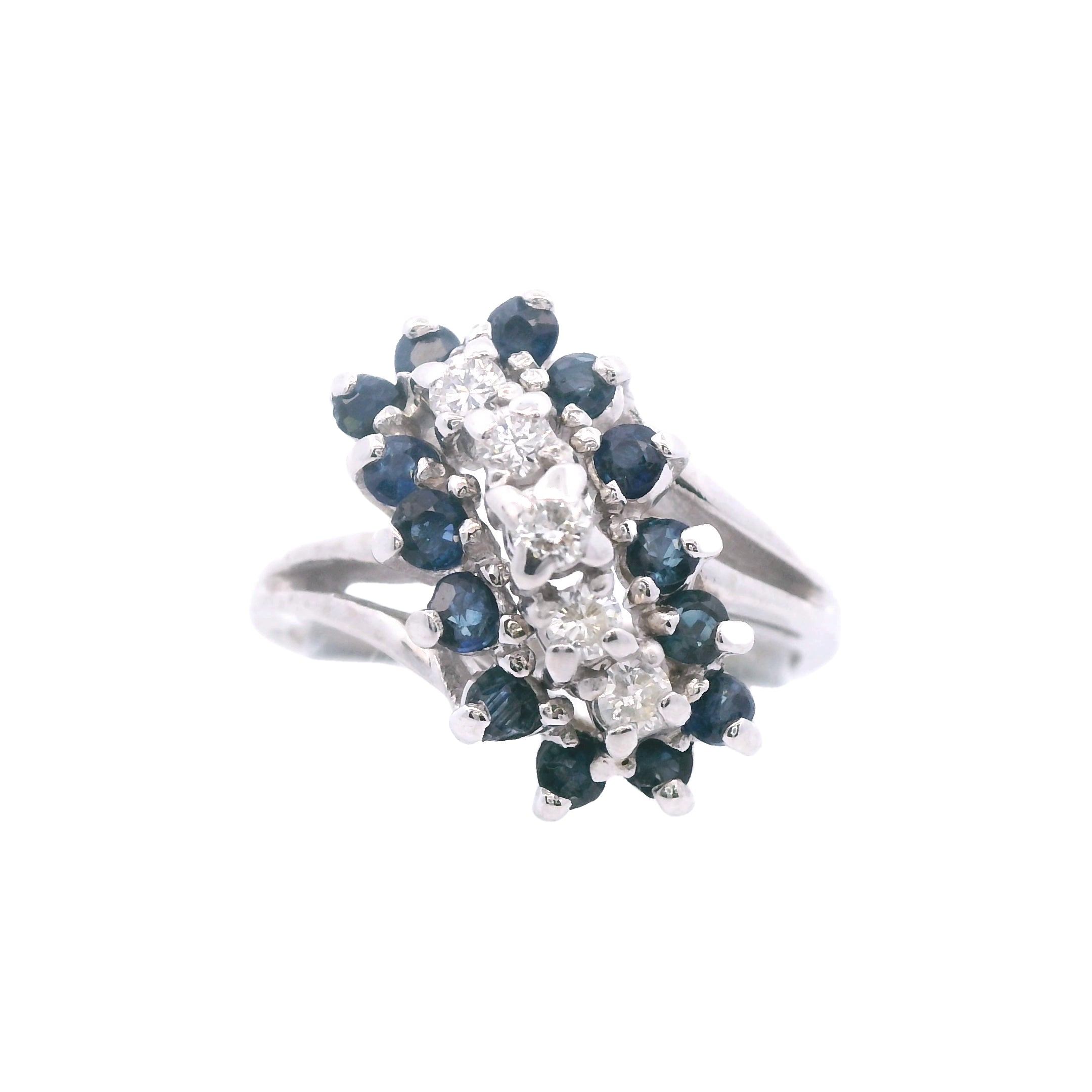 Estate Collection: 14K White Gold Diamond & Sapphire Ring