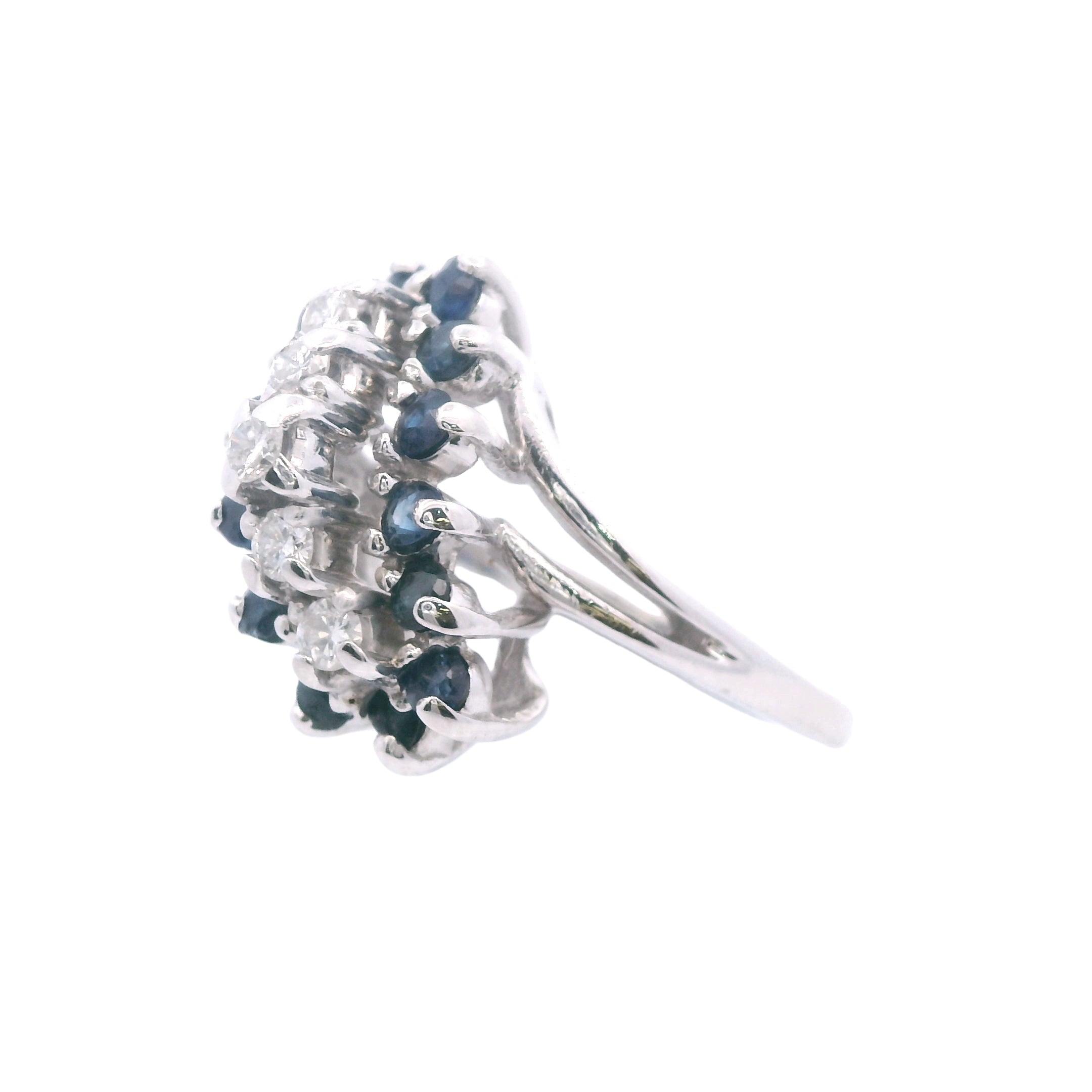 Estate Collection: 14K White Gold Diamond & Sapphire Ring