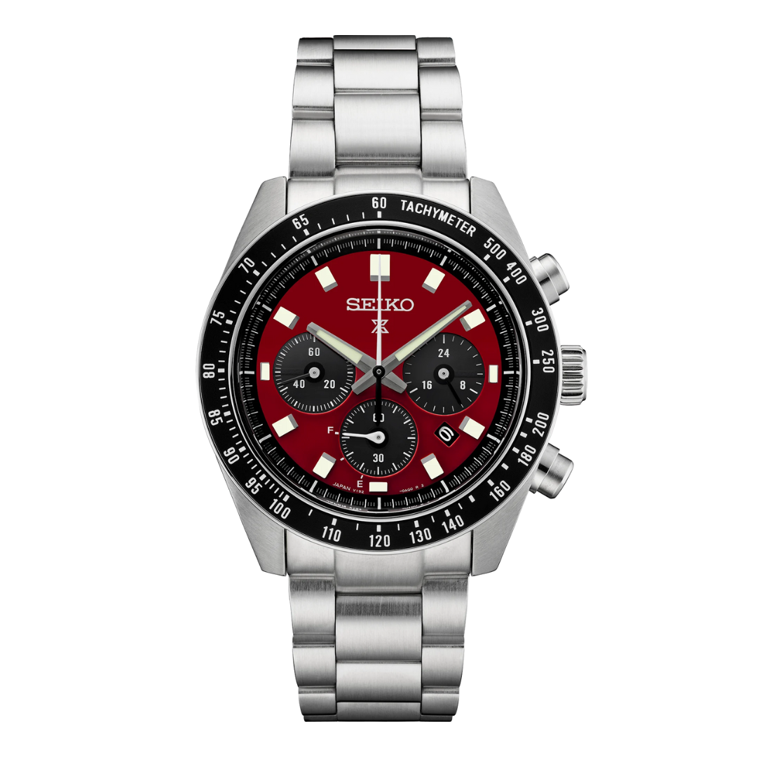 SEIKO MEN'S SOLAR PROSPEX Speedtimer Chronograph Burgundy Dial Watch
