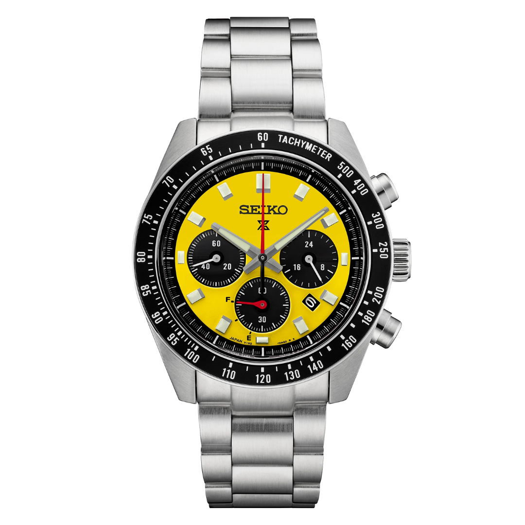 SEIKO PROSPEX Men's Speedtimer Solar Chronograph Yellow Dial Watch