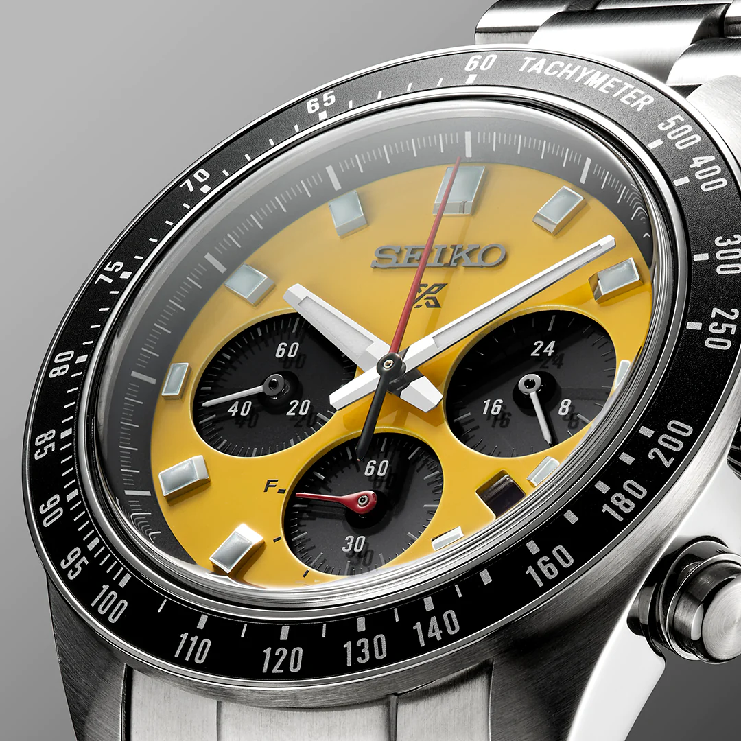 SEIKO PROSPEX Men's Speedtimer Solar Chronograph Yellow Dial Watch