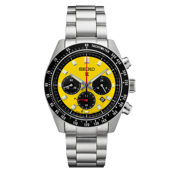 SEIKO MEN'S SOLAR PROSPEX Speedtimer Chronograph Yellow Dial Watch