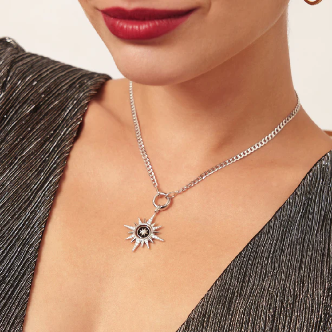 Ania Haie Sterling Silver Curb Chain Charm Connector Necklace