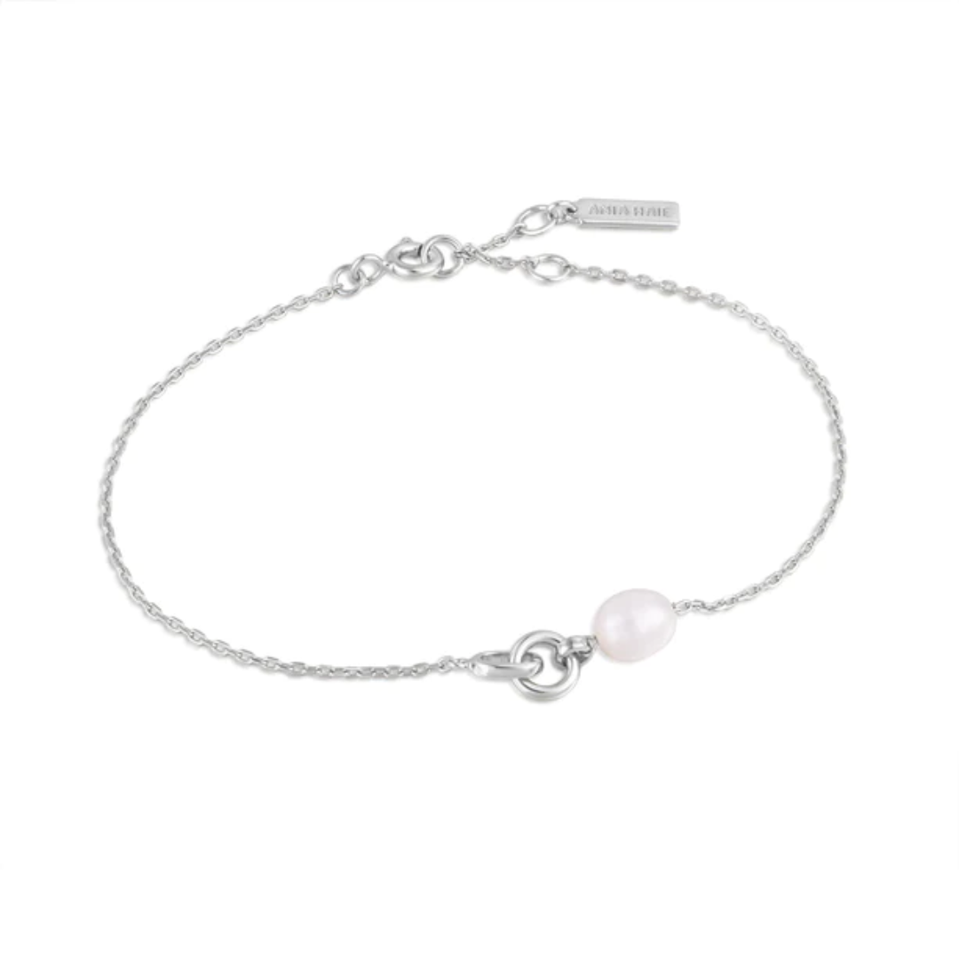 Ania Haie Sterling Silver Pearl Link Chain Bracelet