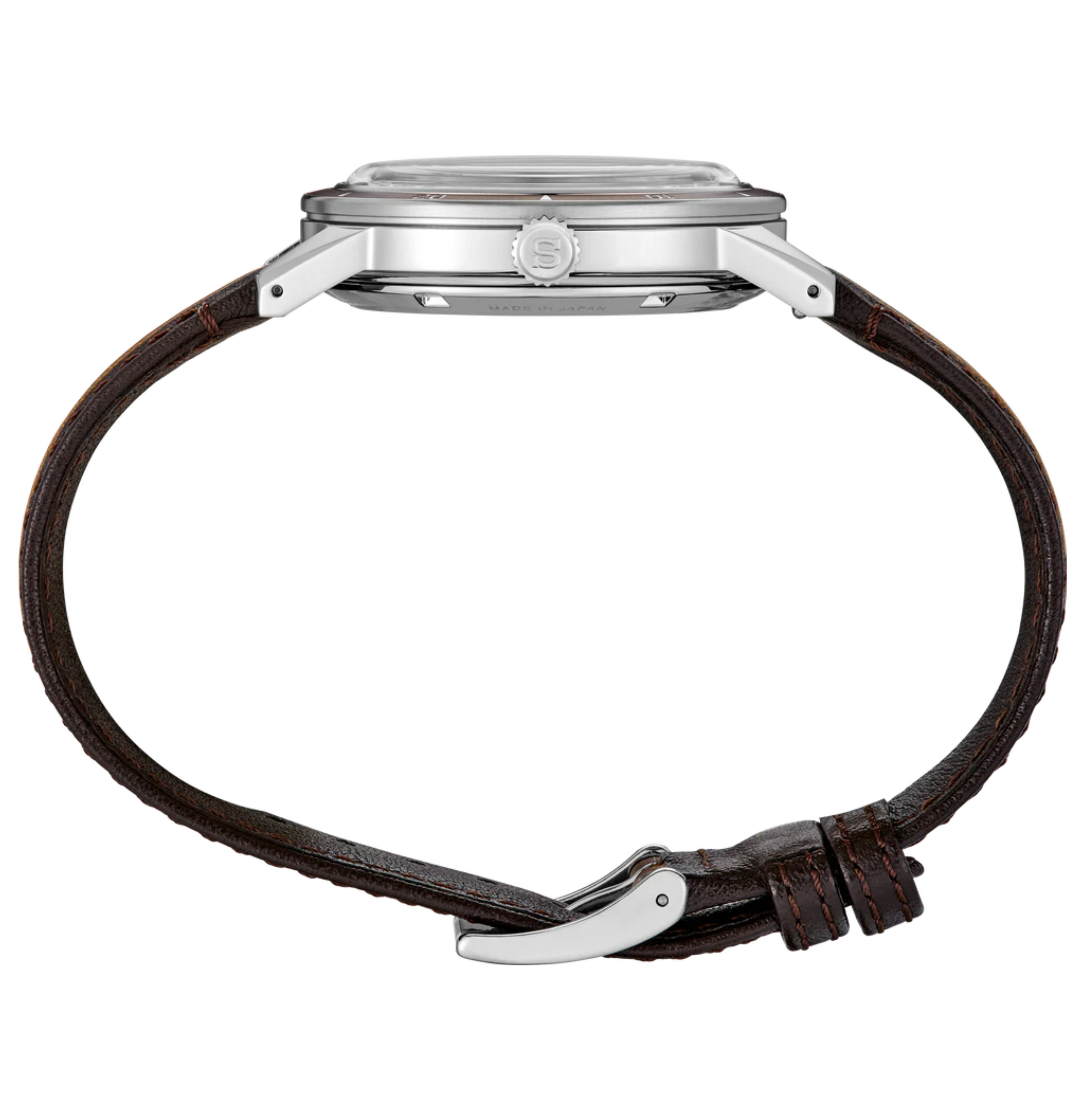 GOLD DIAL PRESAGE SEIKO WATCH ON A WHITE BACKGROUND