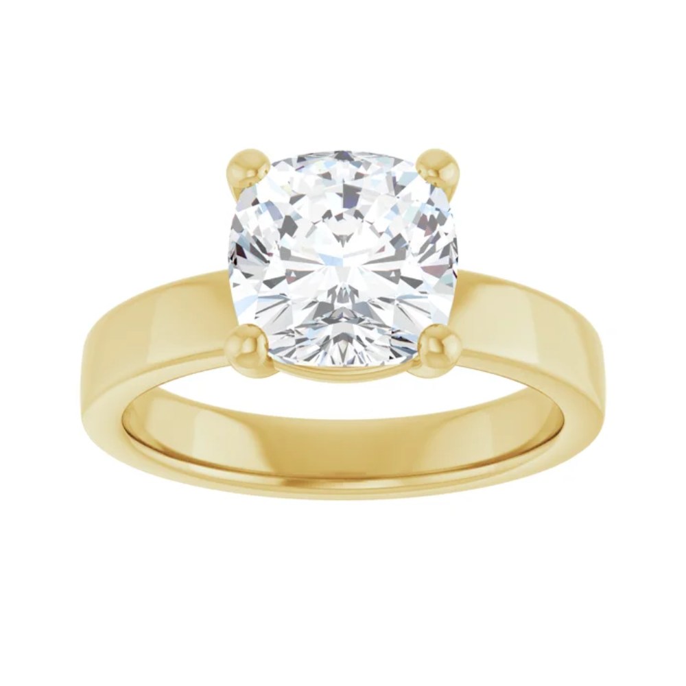 The "Eva" — Certified 14K Yellow Gold 2.70CT. Cushion-Cut Lab-Grown Diamond Solitaire Engagement Ring