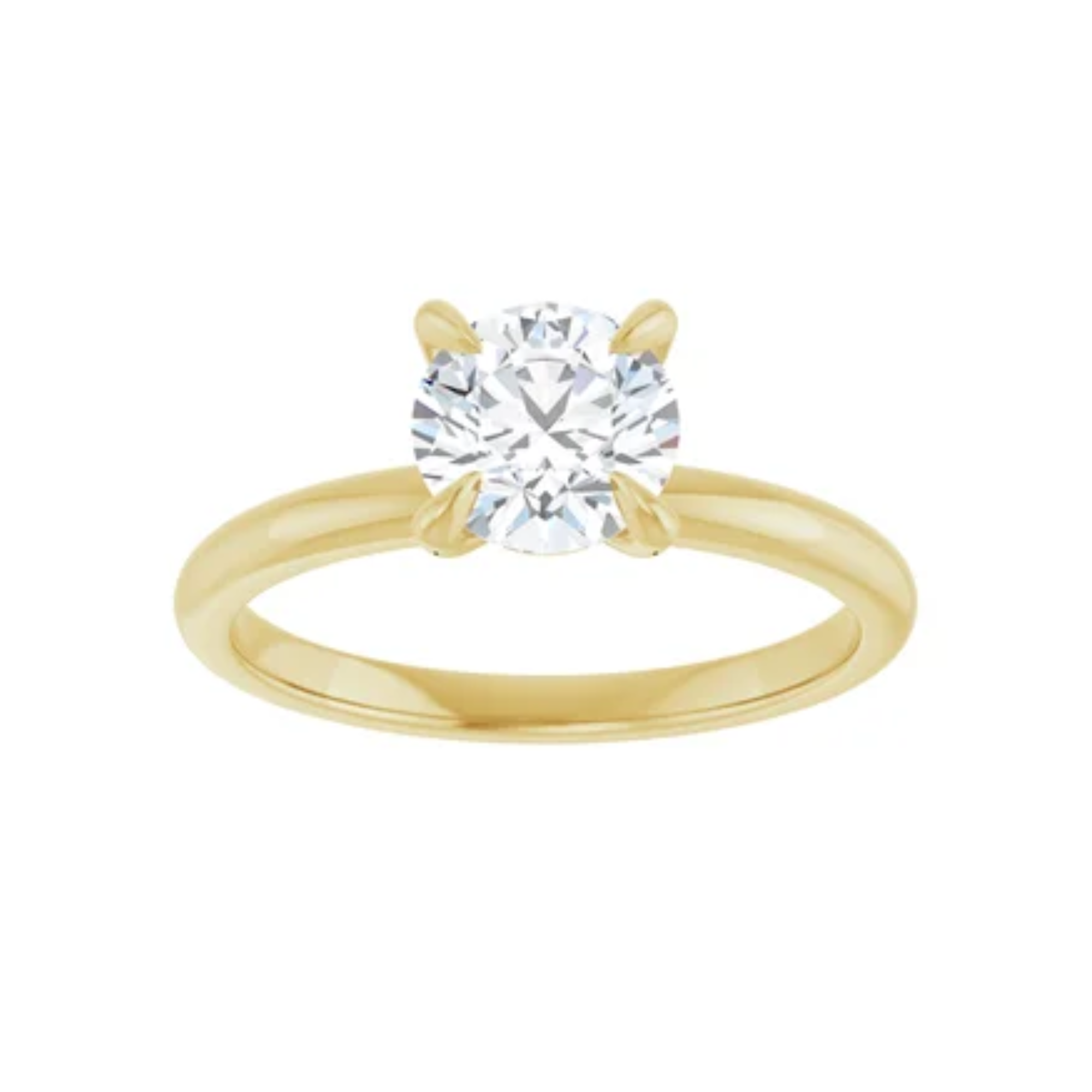 14K Yellow Gold Round 1CT. Lab-Grown Diamond Solitaire Engagement Ring
