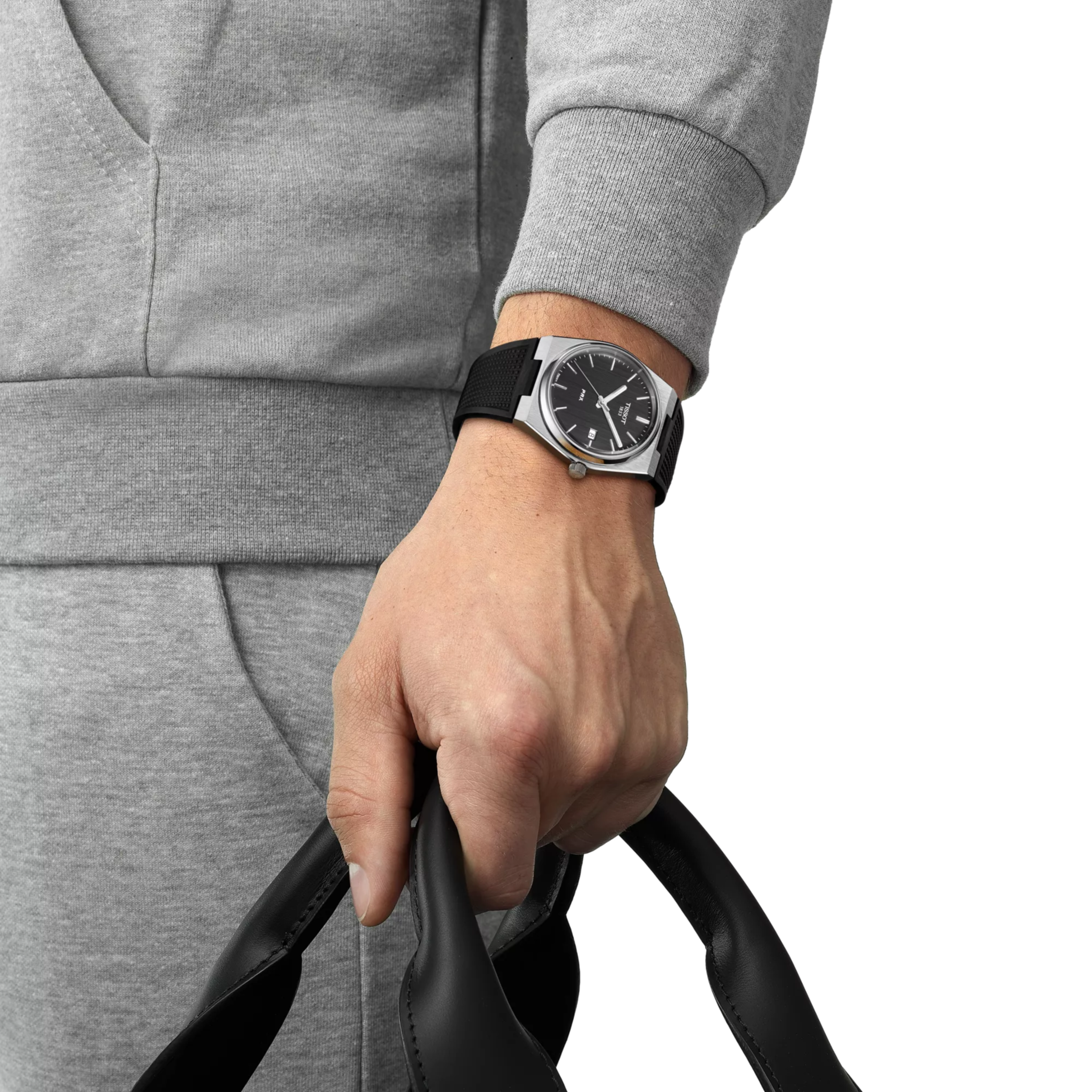 Tissot PRX 40mm Men's Stainless Steel Quartz Black Dial Watch with Synthetic Strap