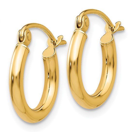 Estate Collection: 18K Yellow Gold 2x13MM Hollow Round Huggie Hoop Earrings