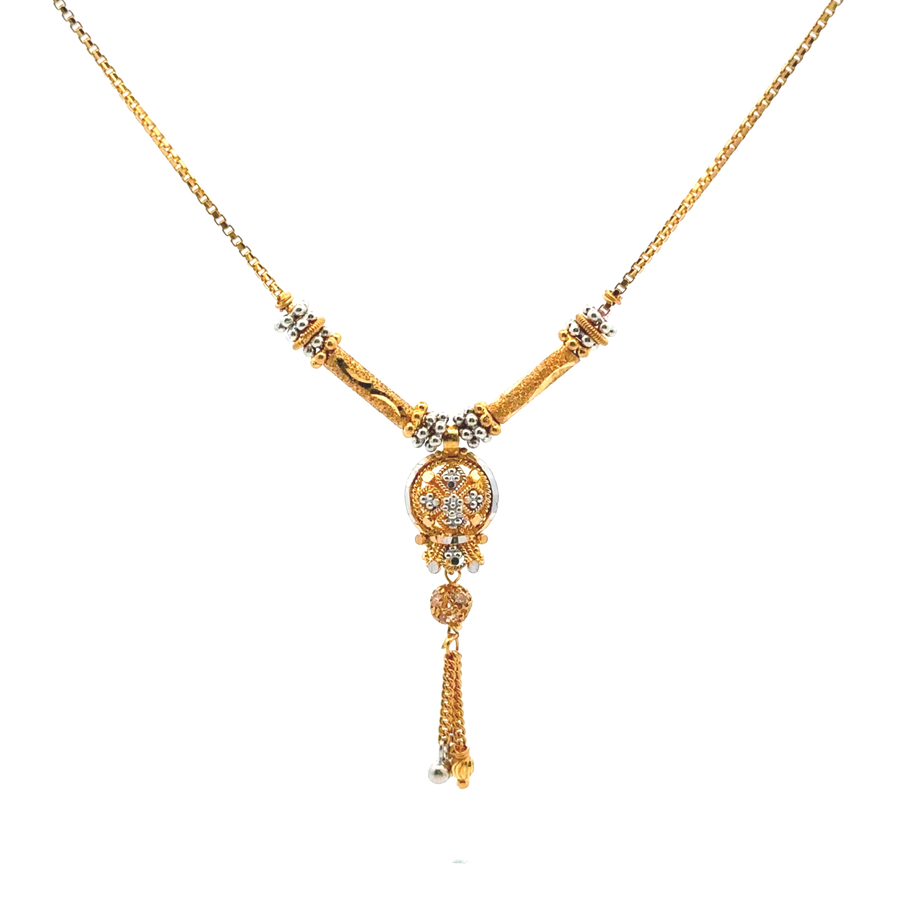Estate Collection: 22K Yellow & White Gold Intricate Flower Necklace