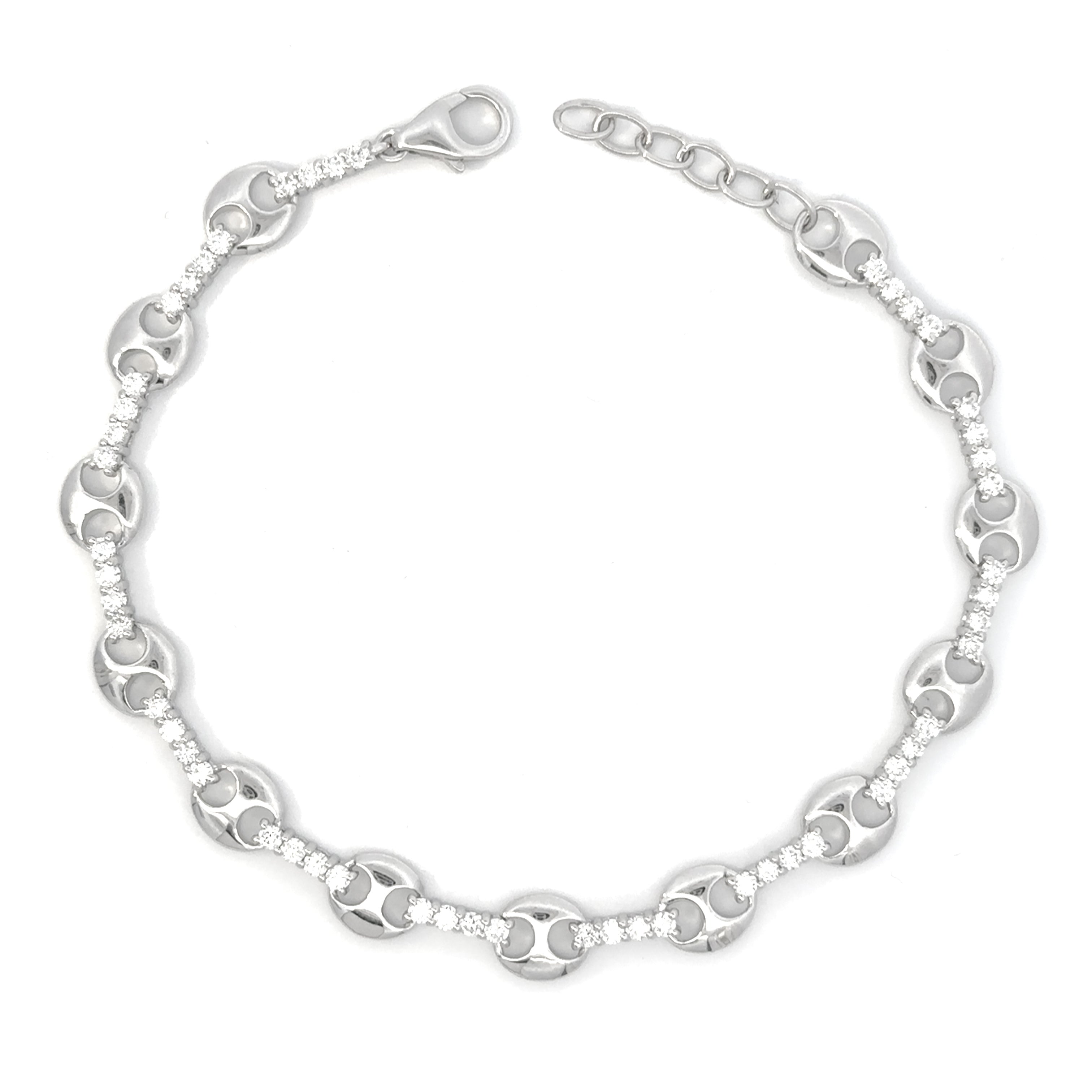 Silver chain bracelet on a white background