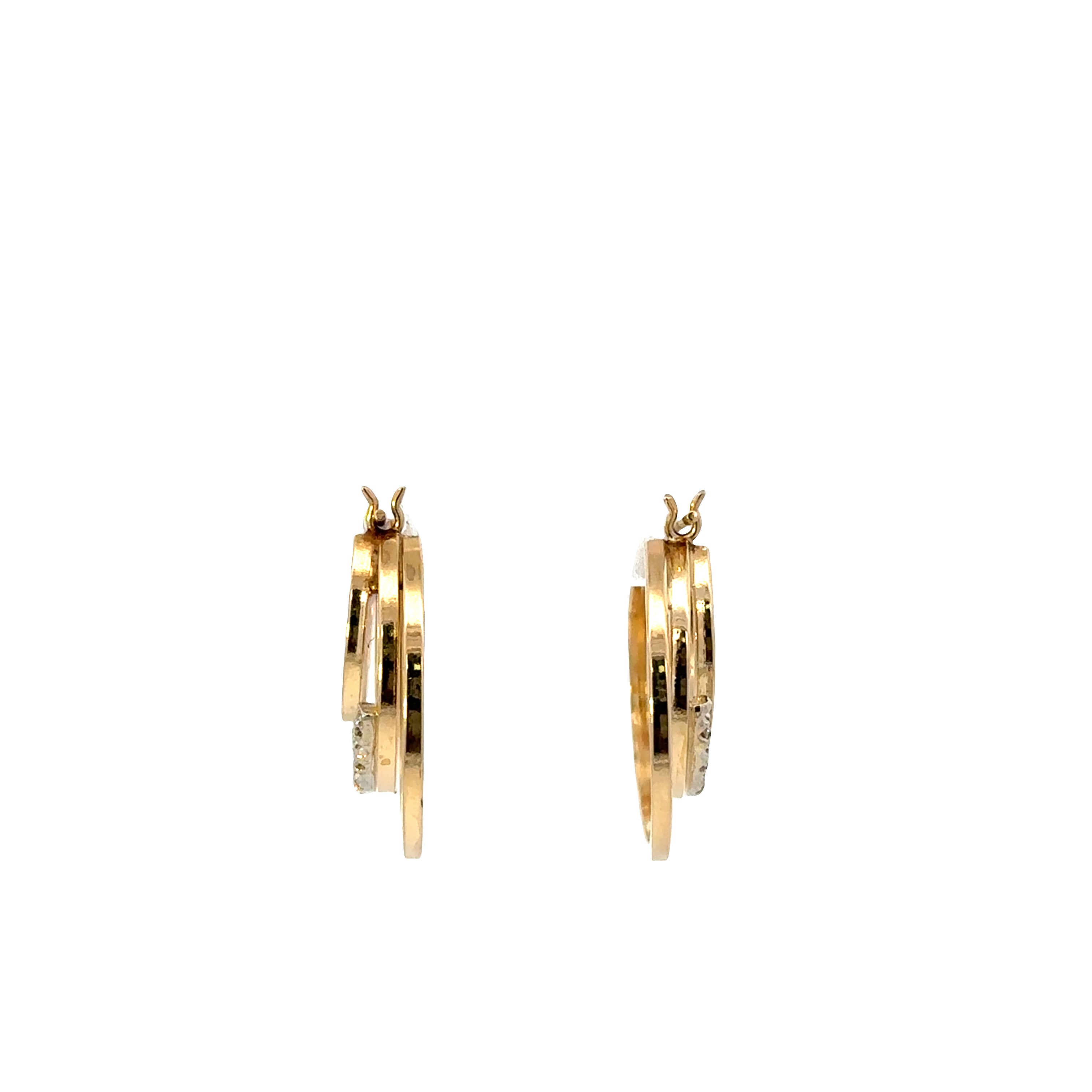 front view of earrings on white background