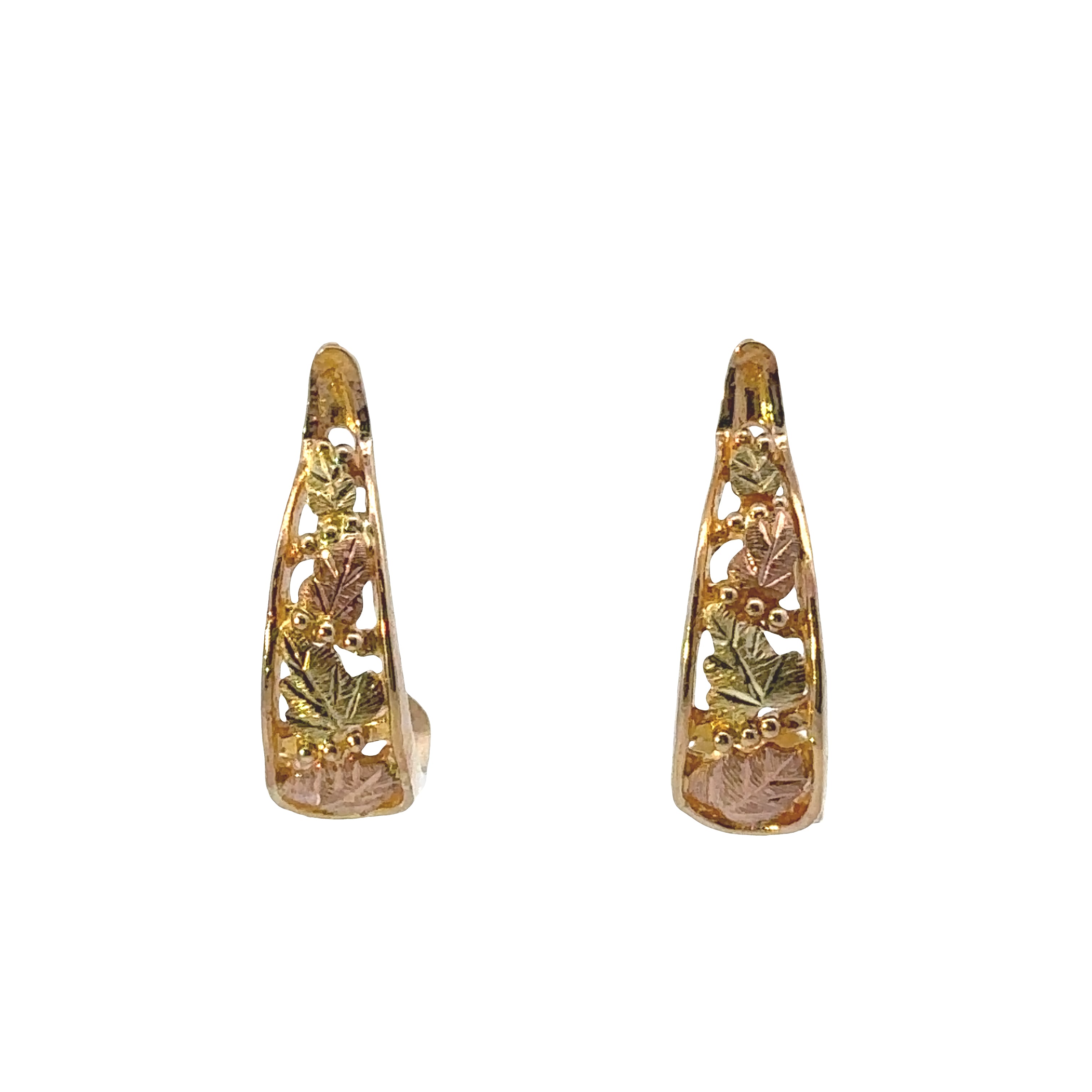 front view of earrings on white back ground