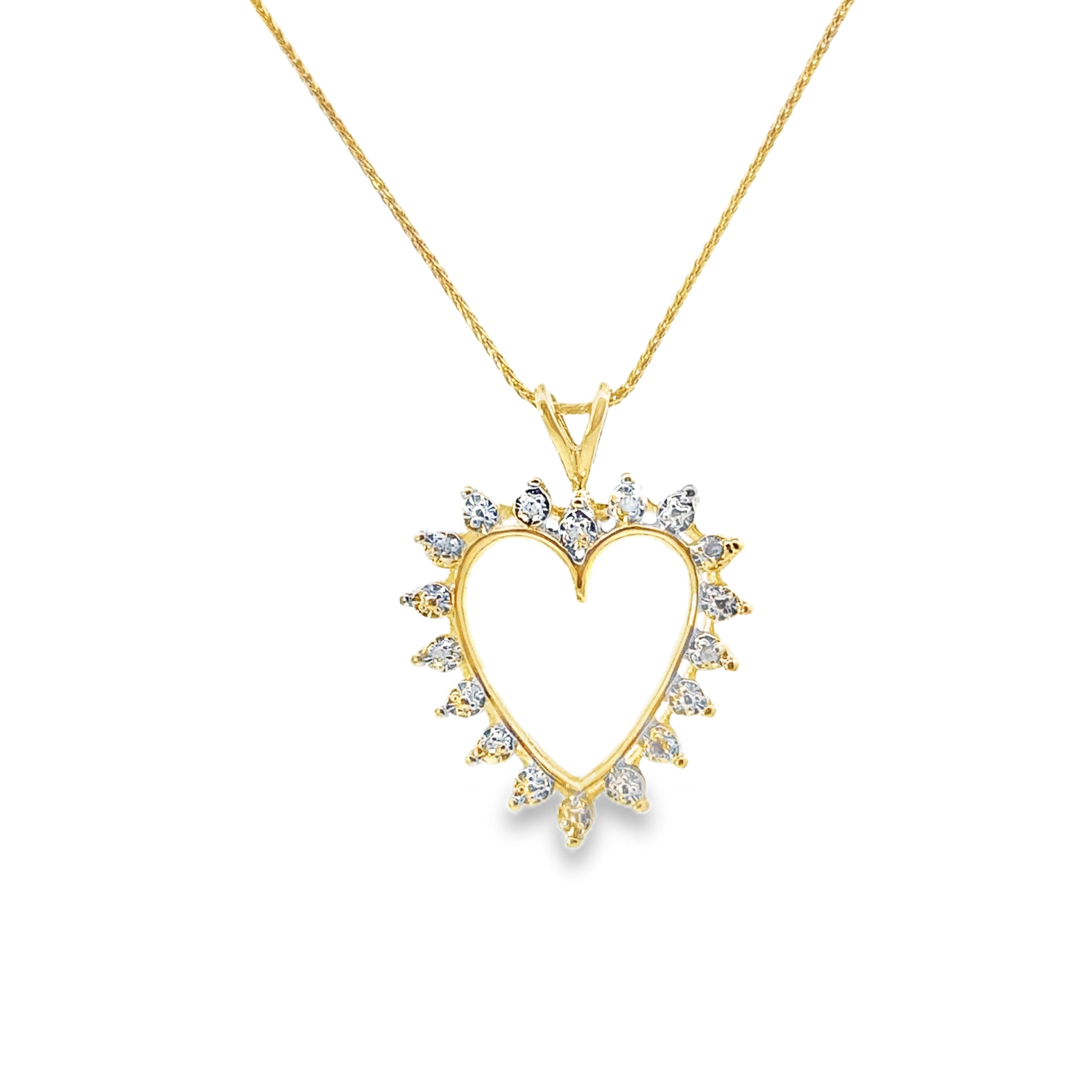 Estate Collection: 10K Yellow Gold Diamond Open Heart Pendant without Chain