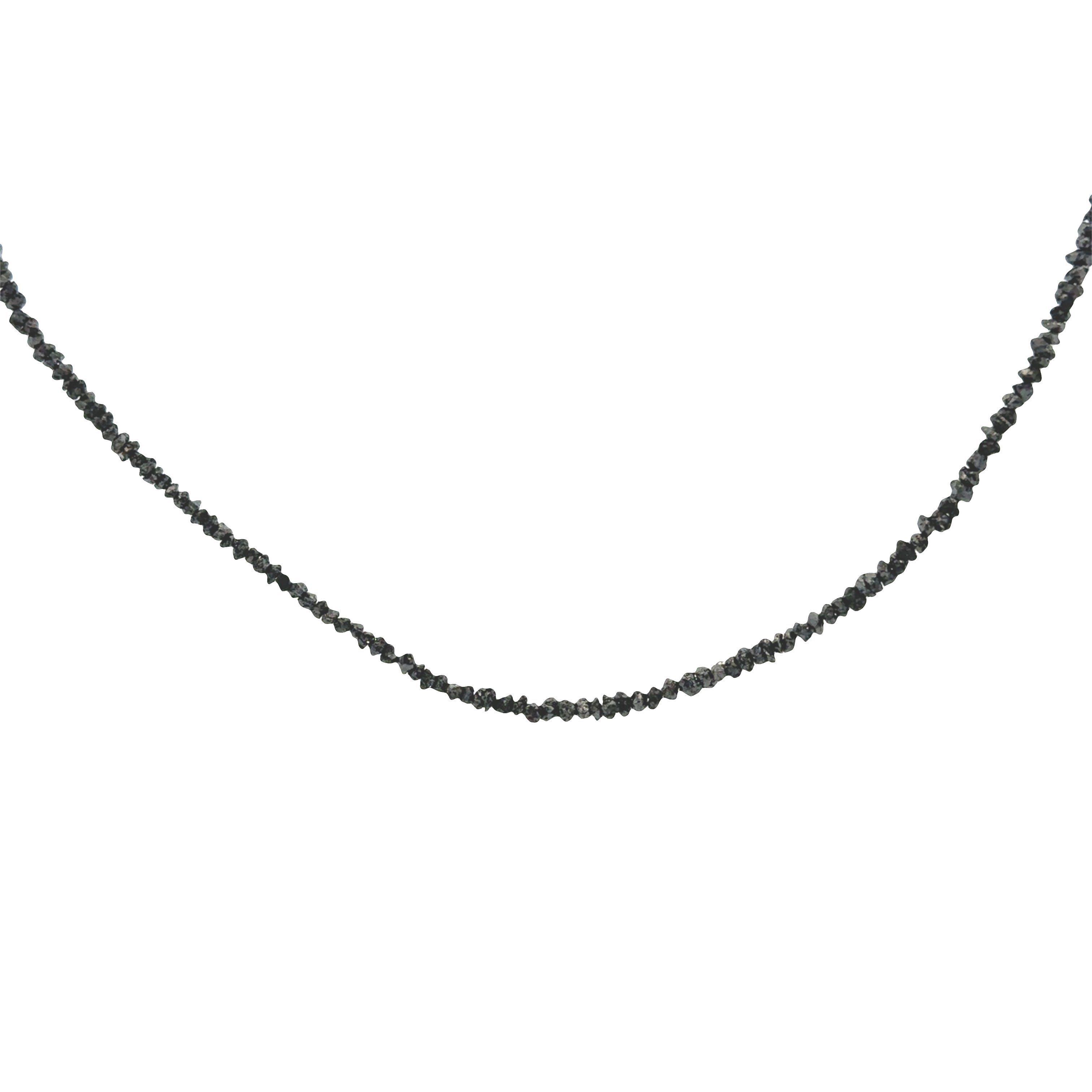Sterling Silver 20CTW. Black Diamond Bead Necklace