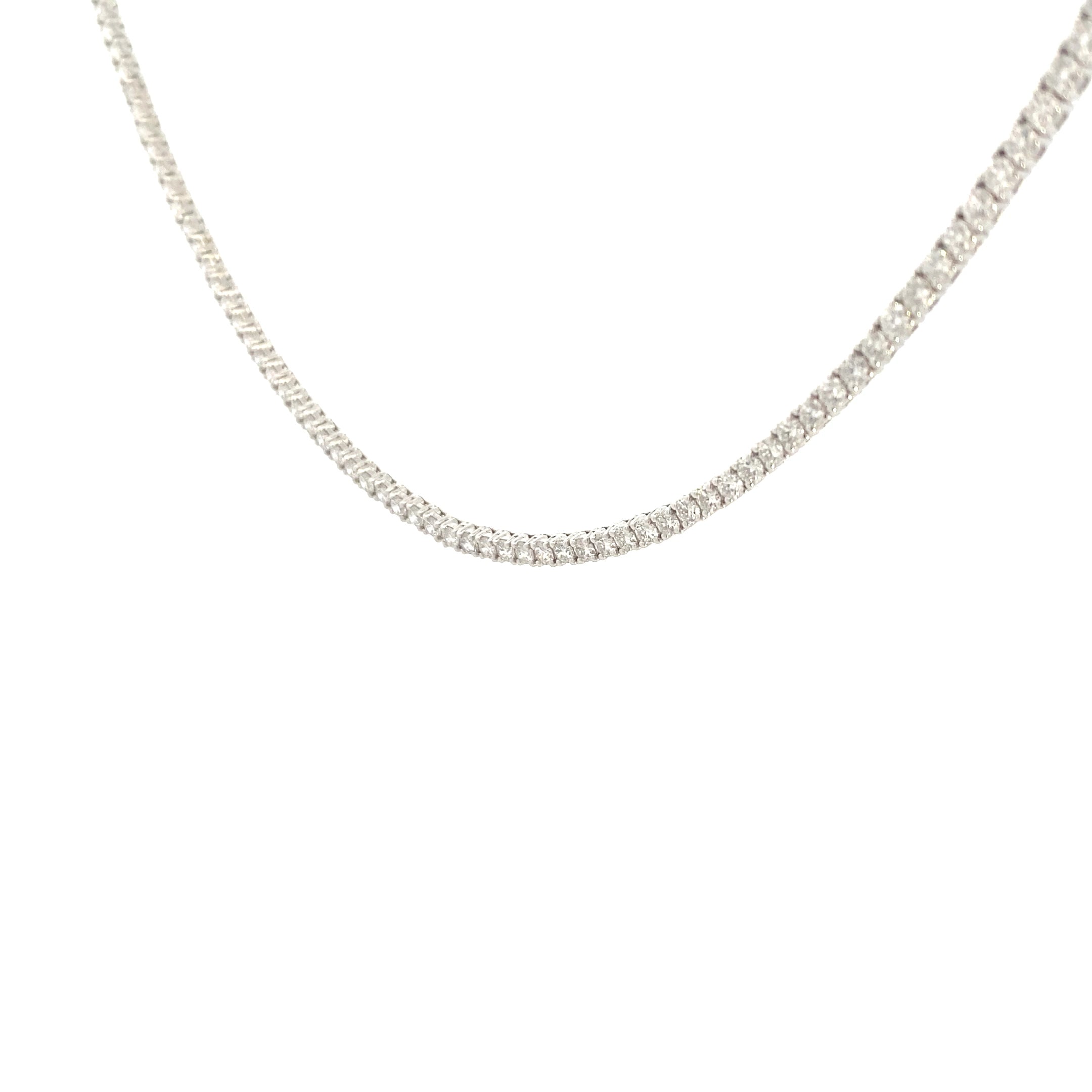 14K White Gold 7CT. Lab-Grown Diamond Tennis Necklace