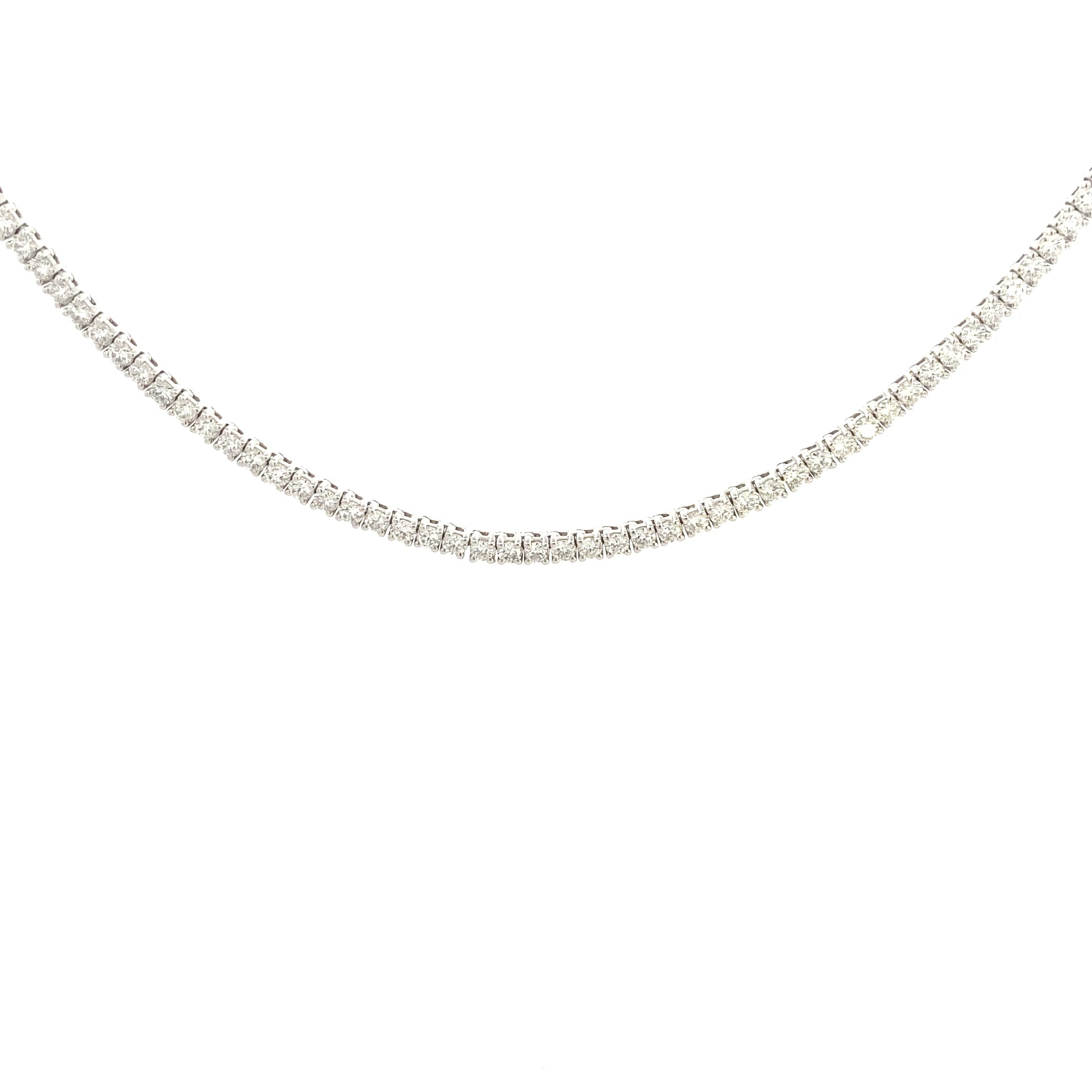 14K White Gold 7CT. Lab-Grown Diamond Tennis Necklace