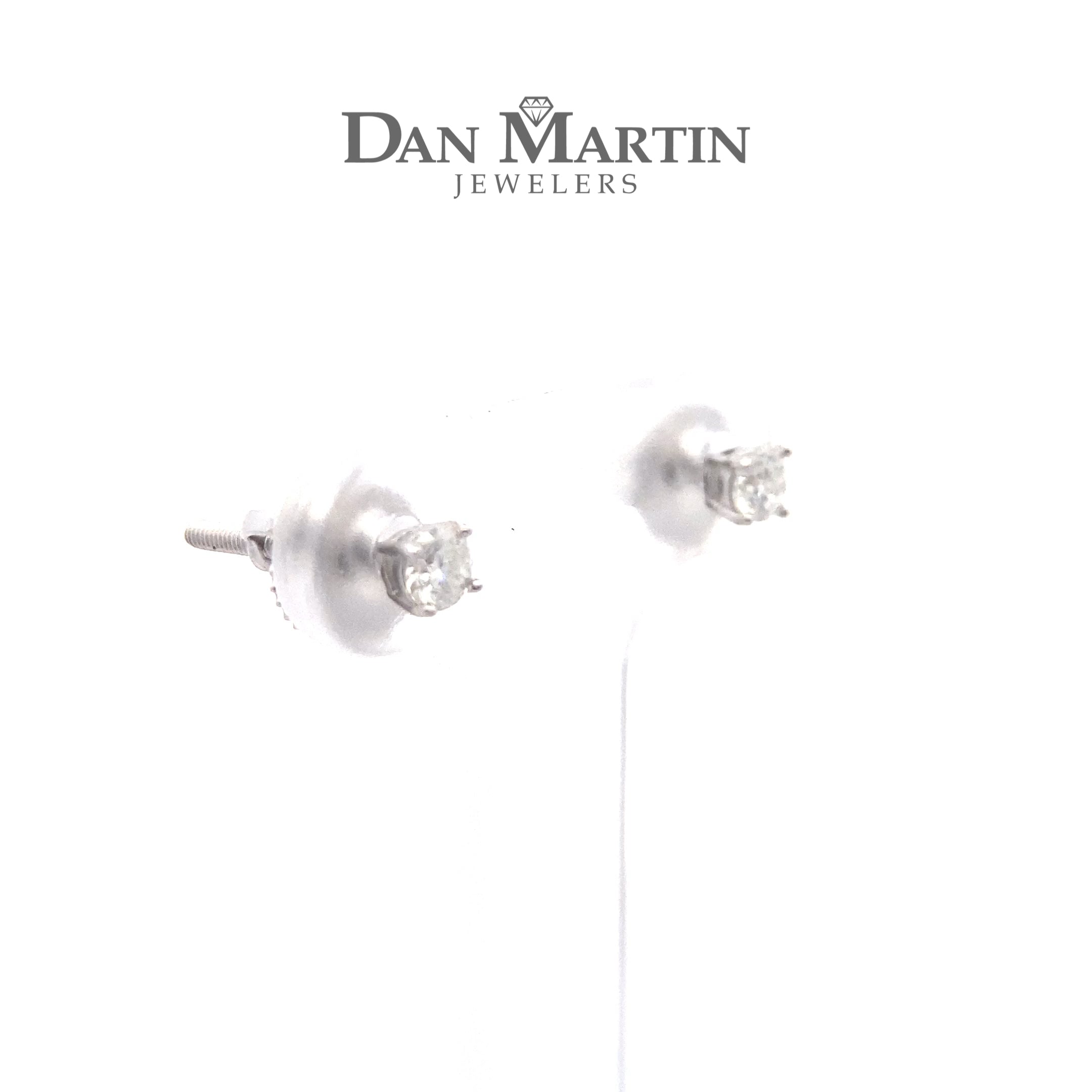 Sterling Silver 1/4CT. Round Brilliant-Cut Moissanite Threaded-Post Stud Earrings