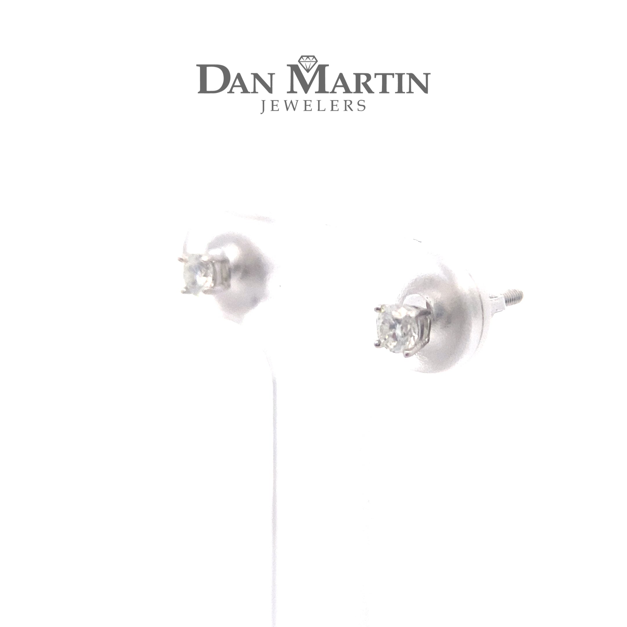 Sterling Silver 1/4CT. Round Brilliant-Cut Moissanite Threaded-Post Stud Earrings