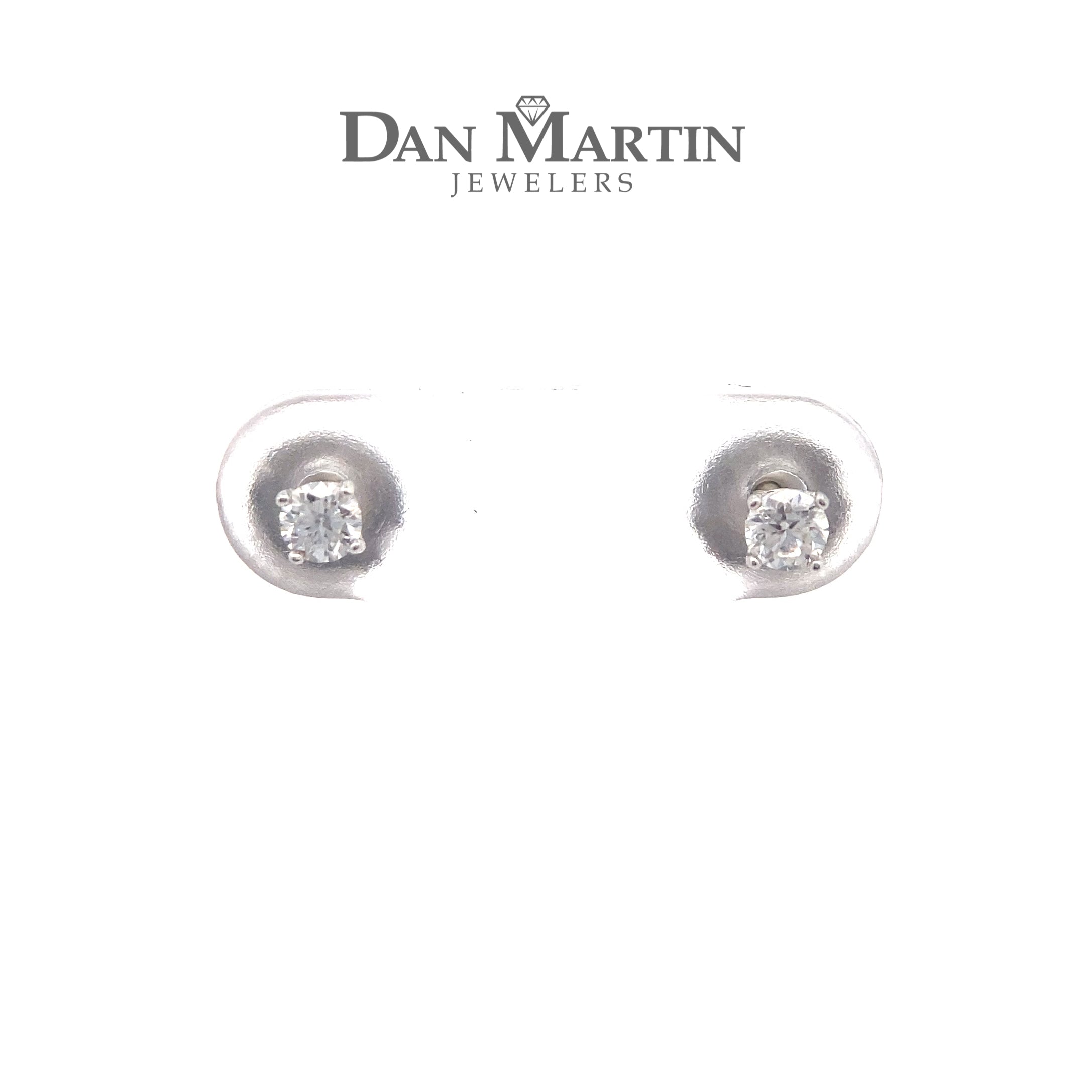 Sterling Silver 1/4CT. Round Brilliant-Cut Moissanite Threaded-Post Stud Earrings