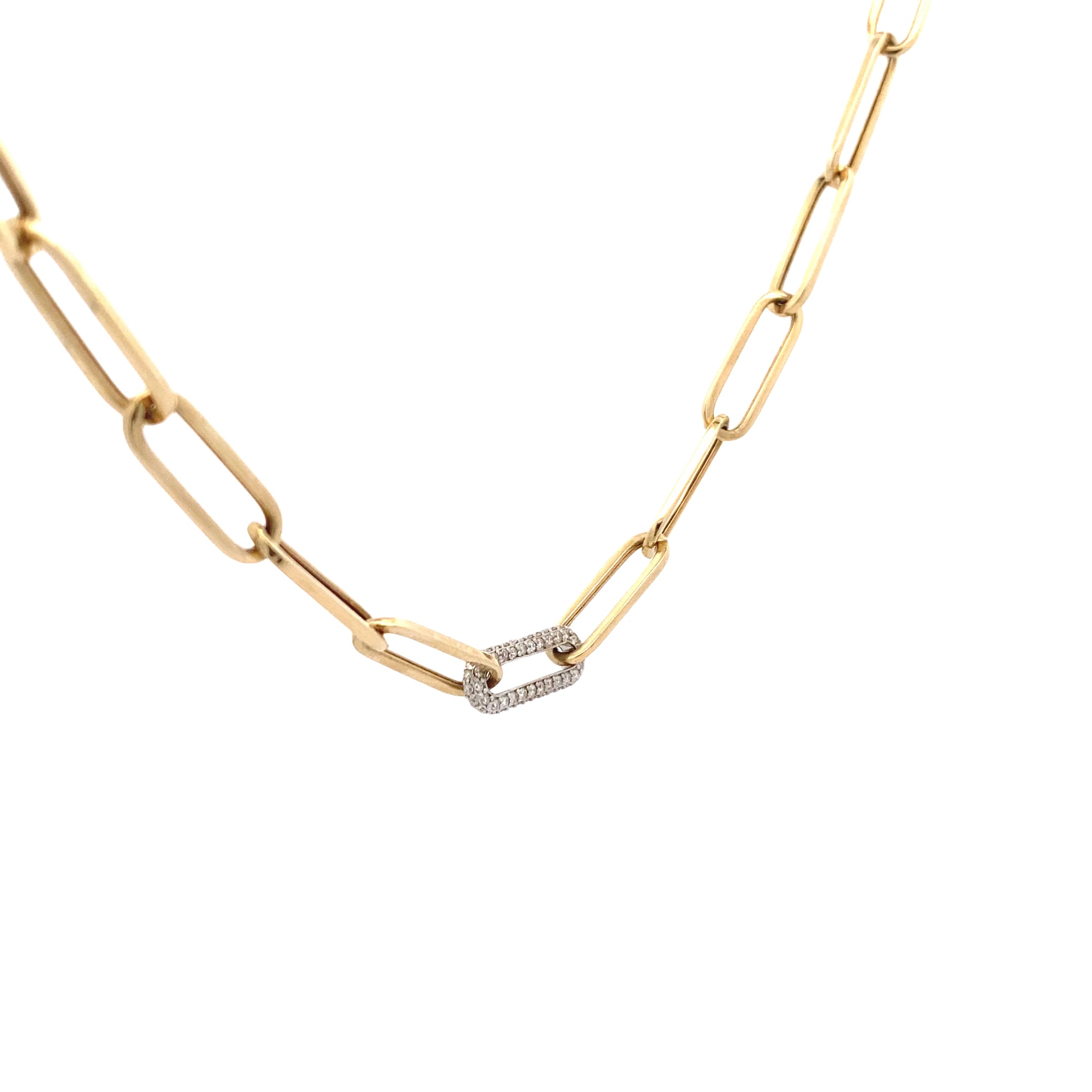 MORRIS AND DAVID 14K Yellow & White Gold 1/2CT. Diamond Paperclip Necklace