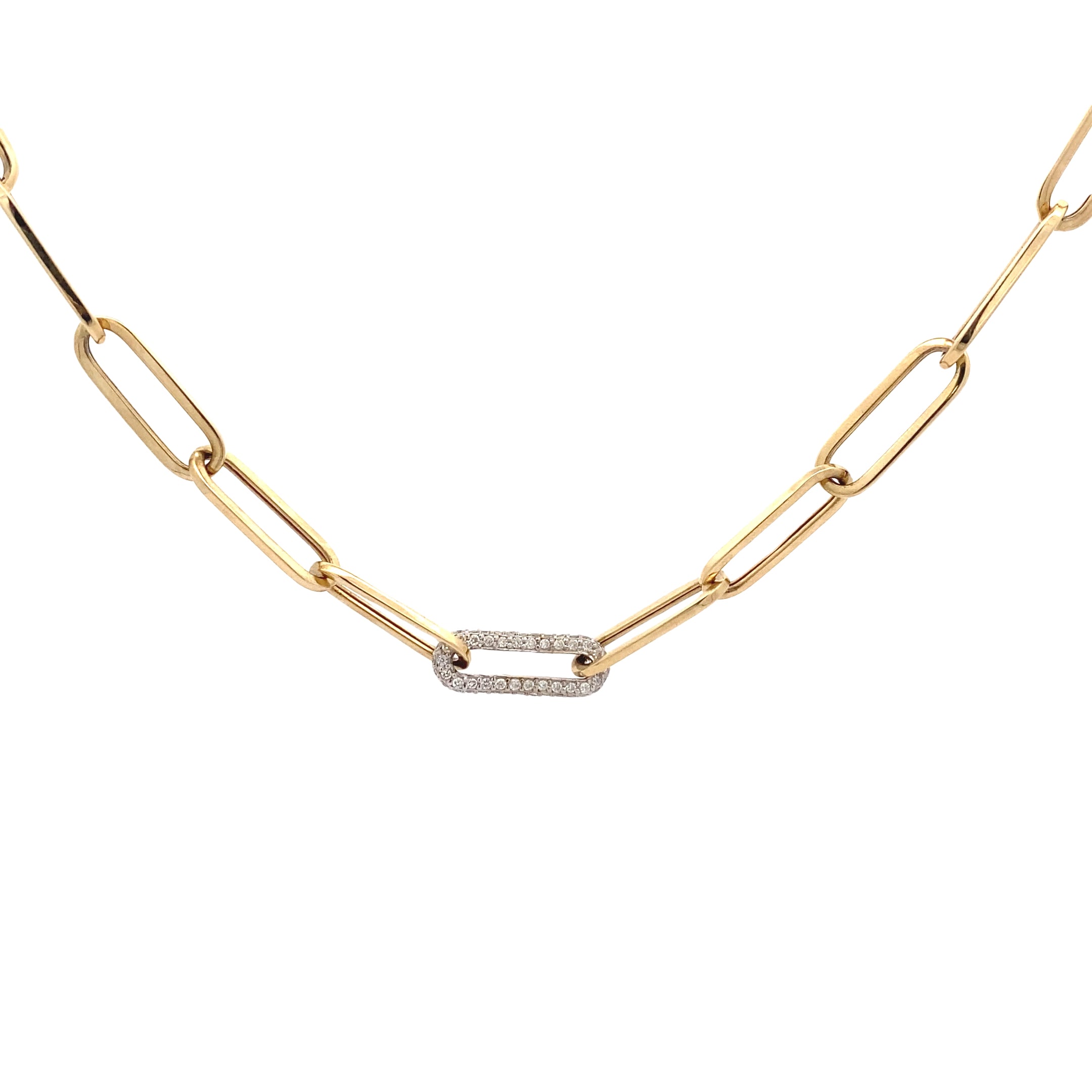 MORRIS AND DAVID 14K Yellow & White Gold 1/2CT. Diamond Paperclip Necklace