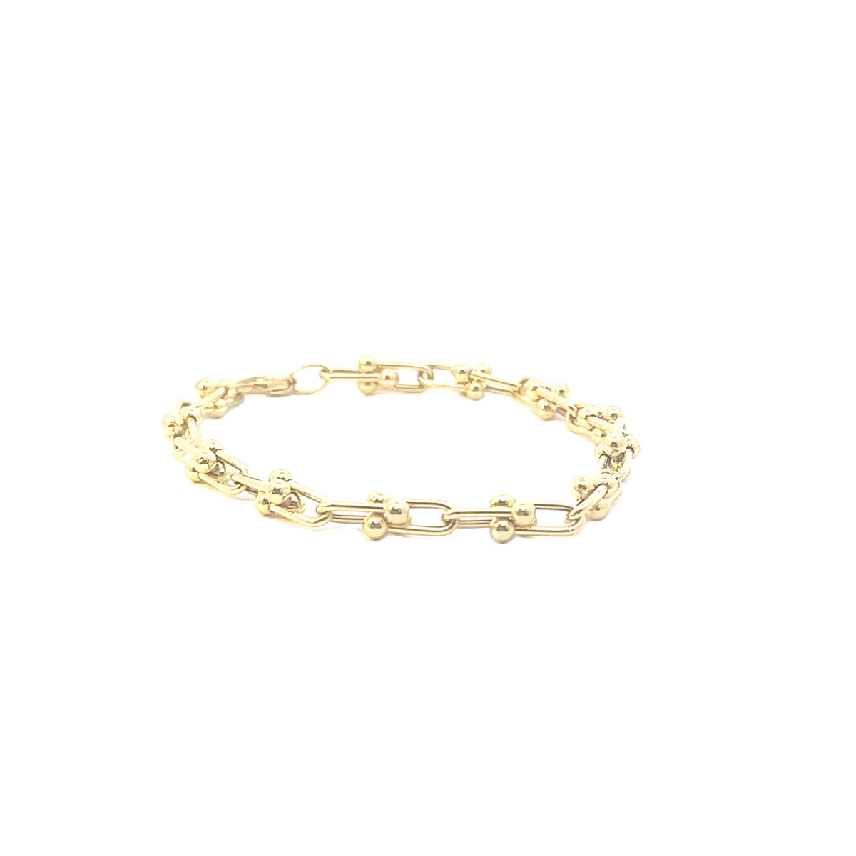 14K Yellow Gold 4.5MM Designer Inspired U-Link Bracelet