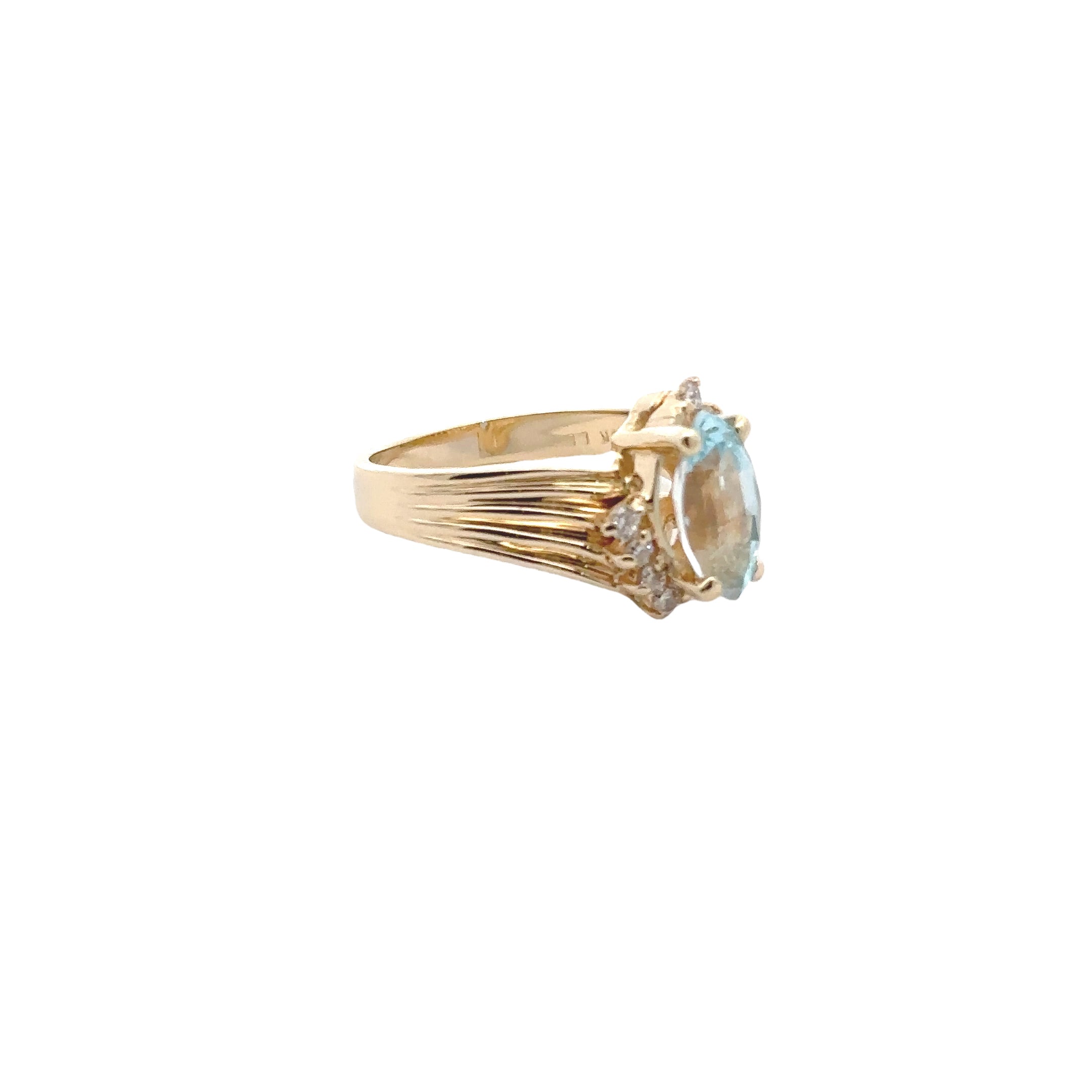 Estate Collection: 14K Yellow Gold Marquise Center Stone With Diamonds Ring