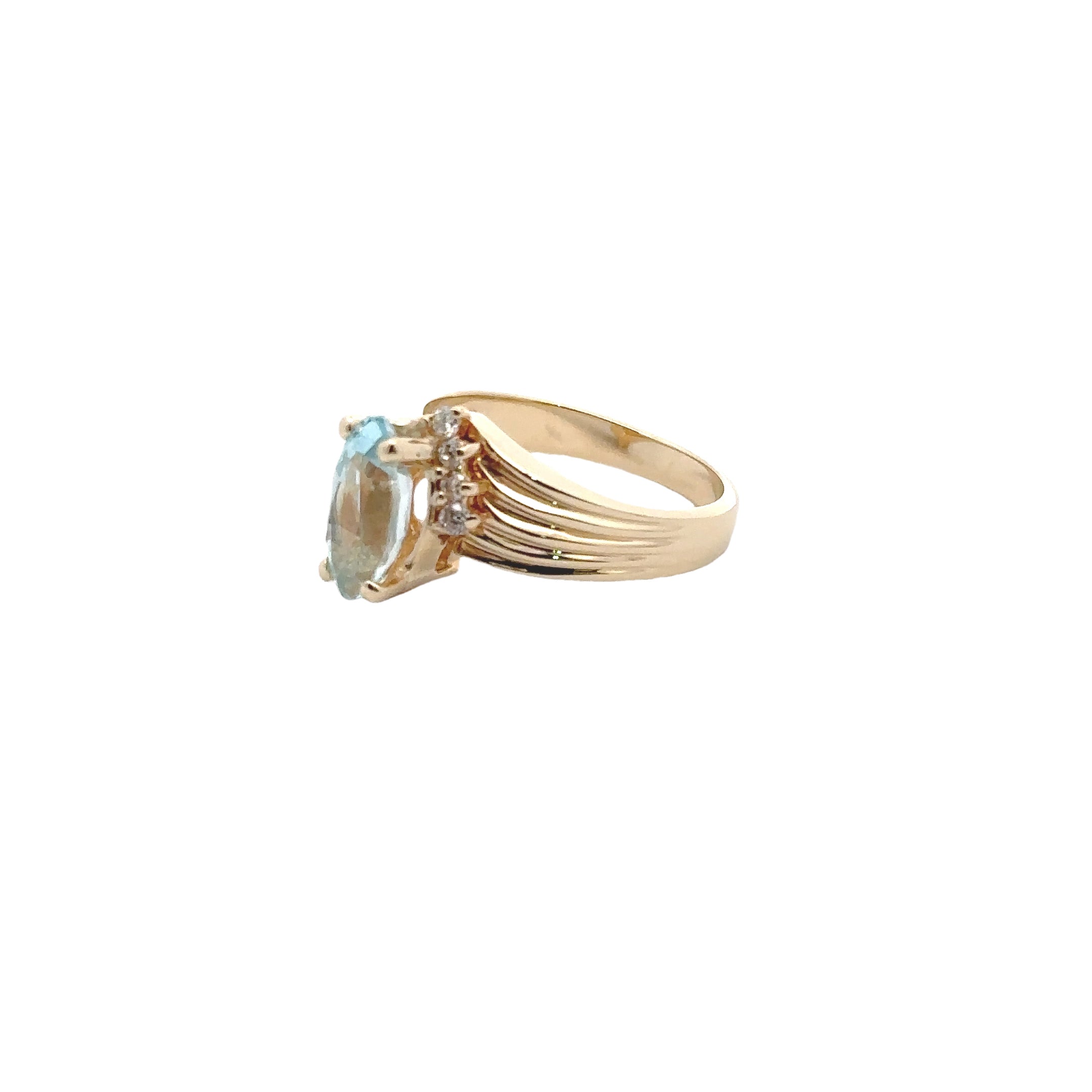 Estate Collection: 14K Yellow Gold Marquise Center Stone With Diamonds Ring