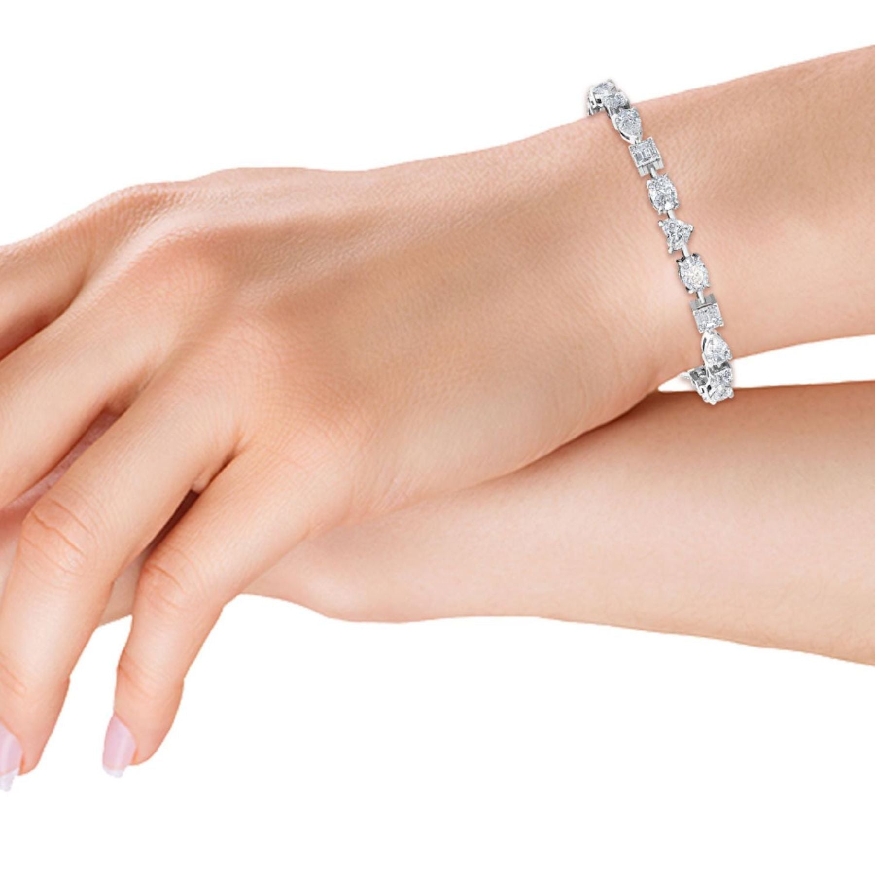 tennis bracelet on a wrist
