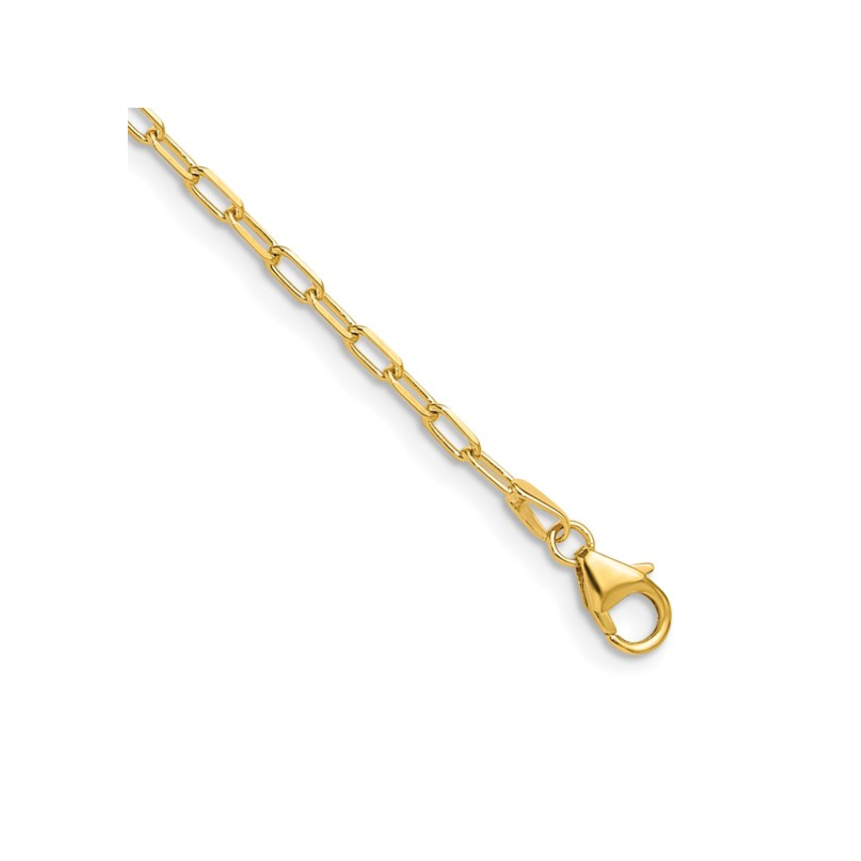 14K Yellow Gold 2.5MM 18" Solid Paperclip Link Chain