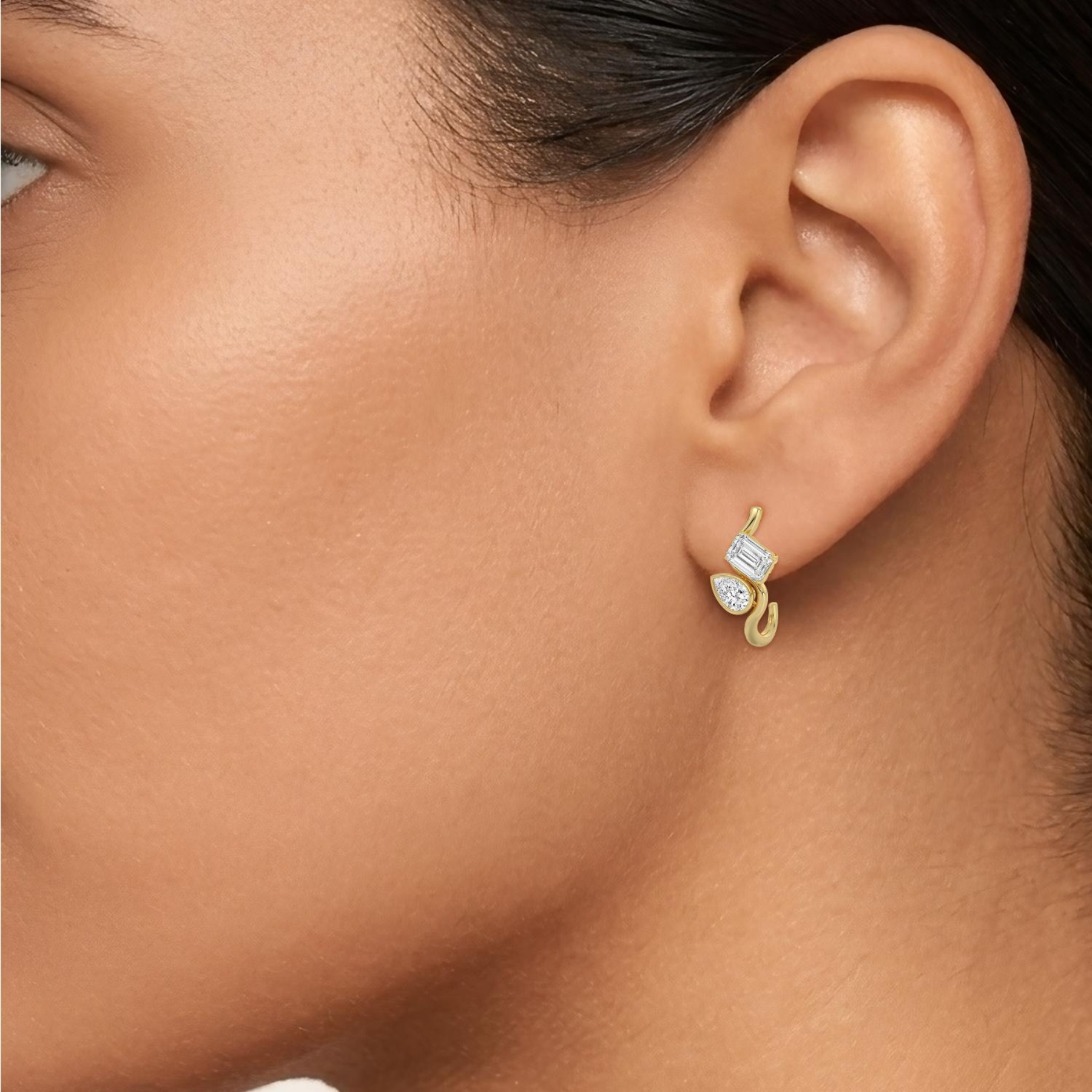 Diamond earrings on a white background