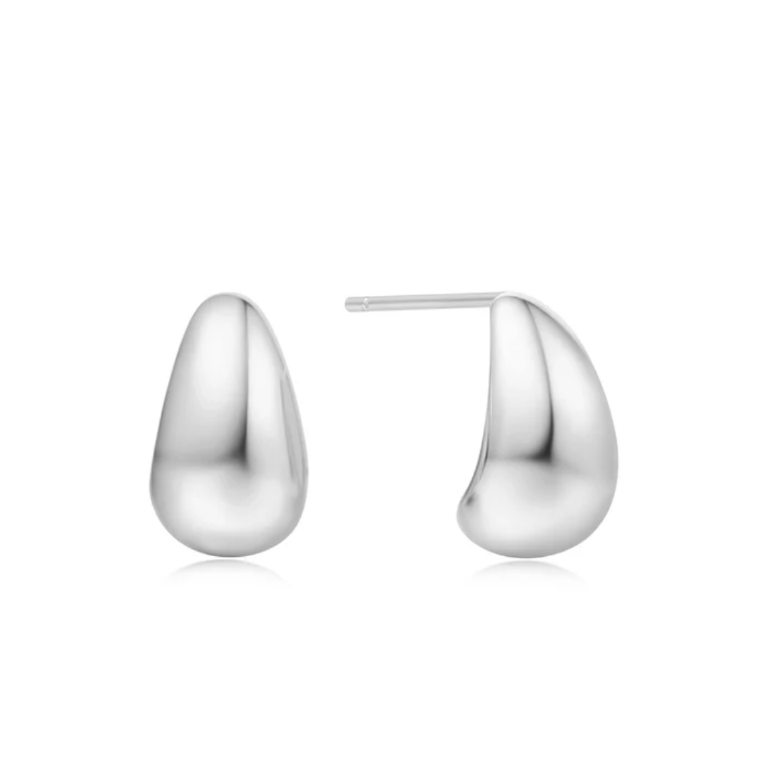 Front view Ania Haie Sterling Silver Dome Hoop Earrings