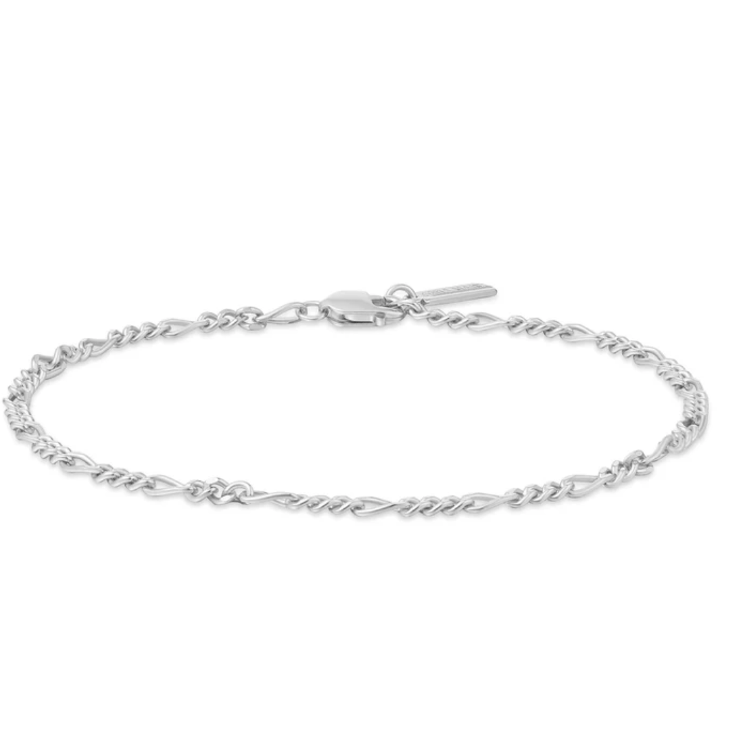 Front View Sterling Silver Filia Curb Chain Bracelet