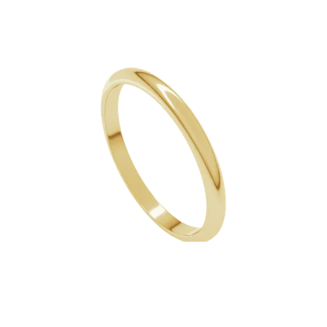 Front Picture for estate 10K Yellow Gold Half Round 2MM Plain Band