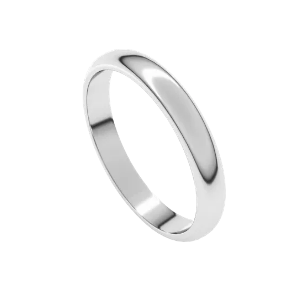 Estate 14K White Gold 3MM Half Round Plain Band