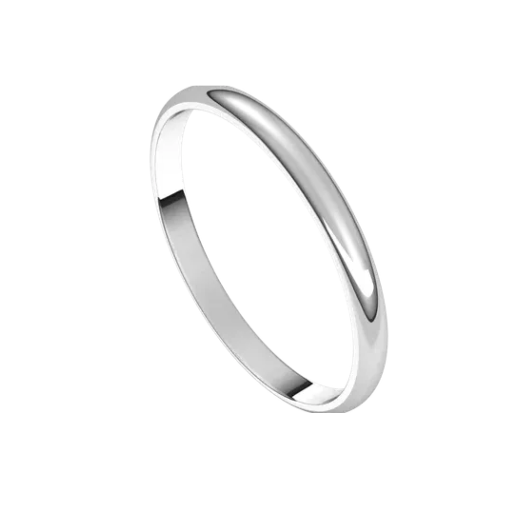 Estate 18K White Gold 2MM Half Round Band