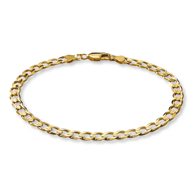 14K Gold Link Bracelet on white background