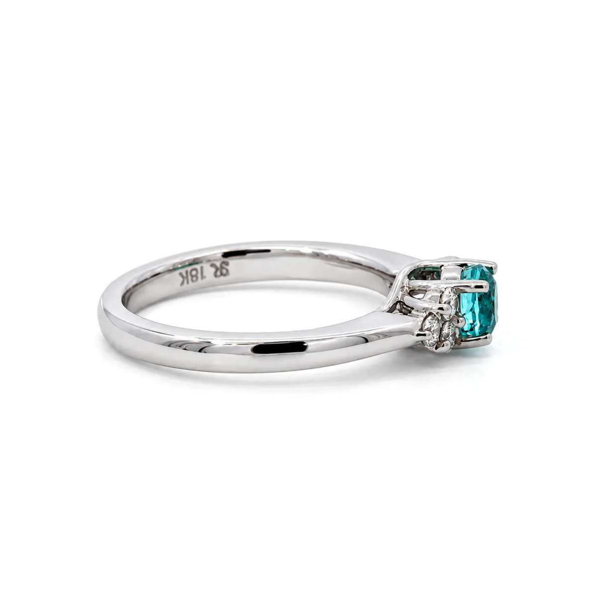 18K White Gold 0.64CT. GIA Certified Paraiba Tourmaline and 0.18CTW. Diamond Ring