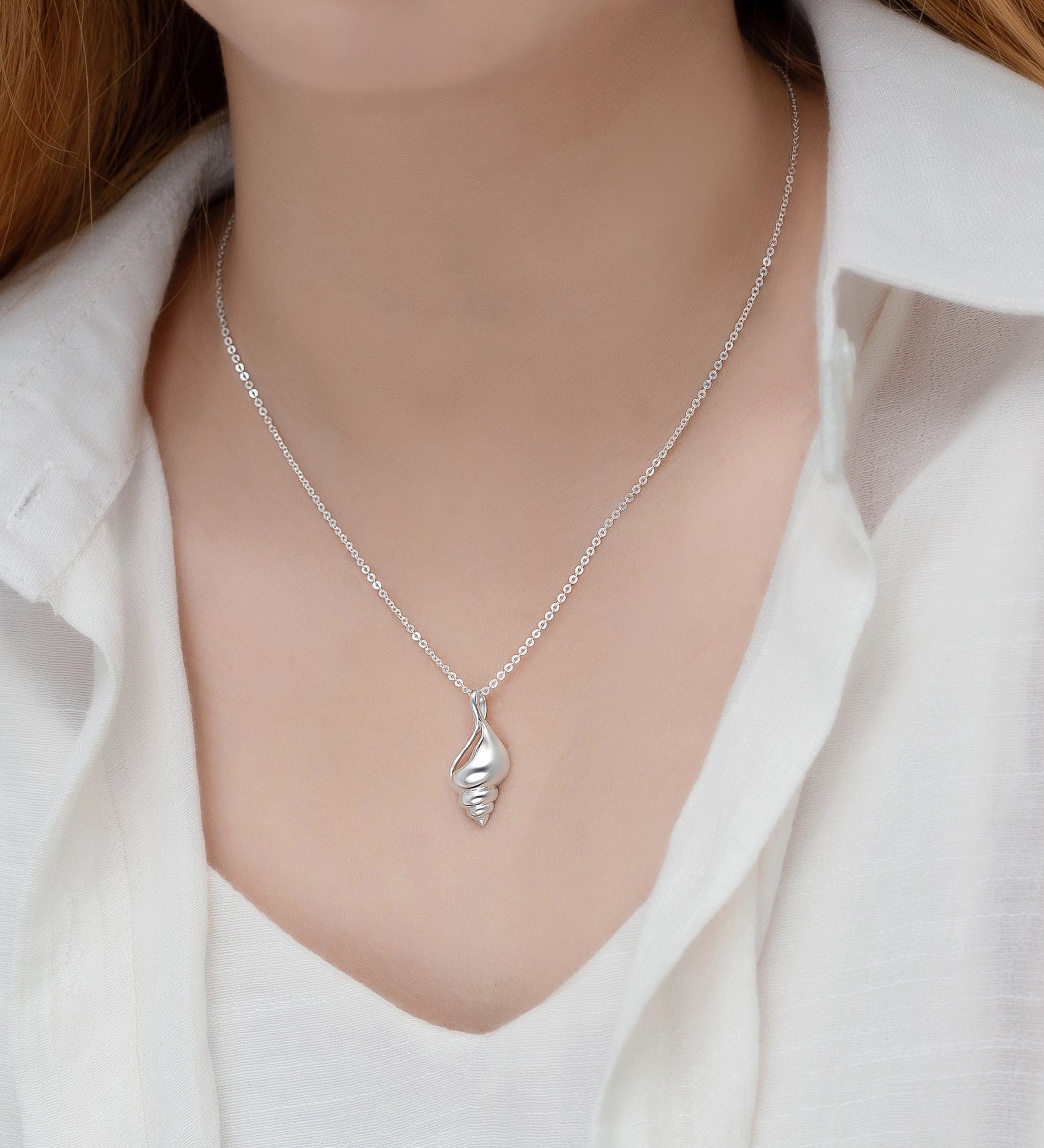 Sterling Silver Seashell Pendant Necklace