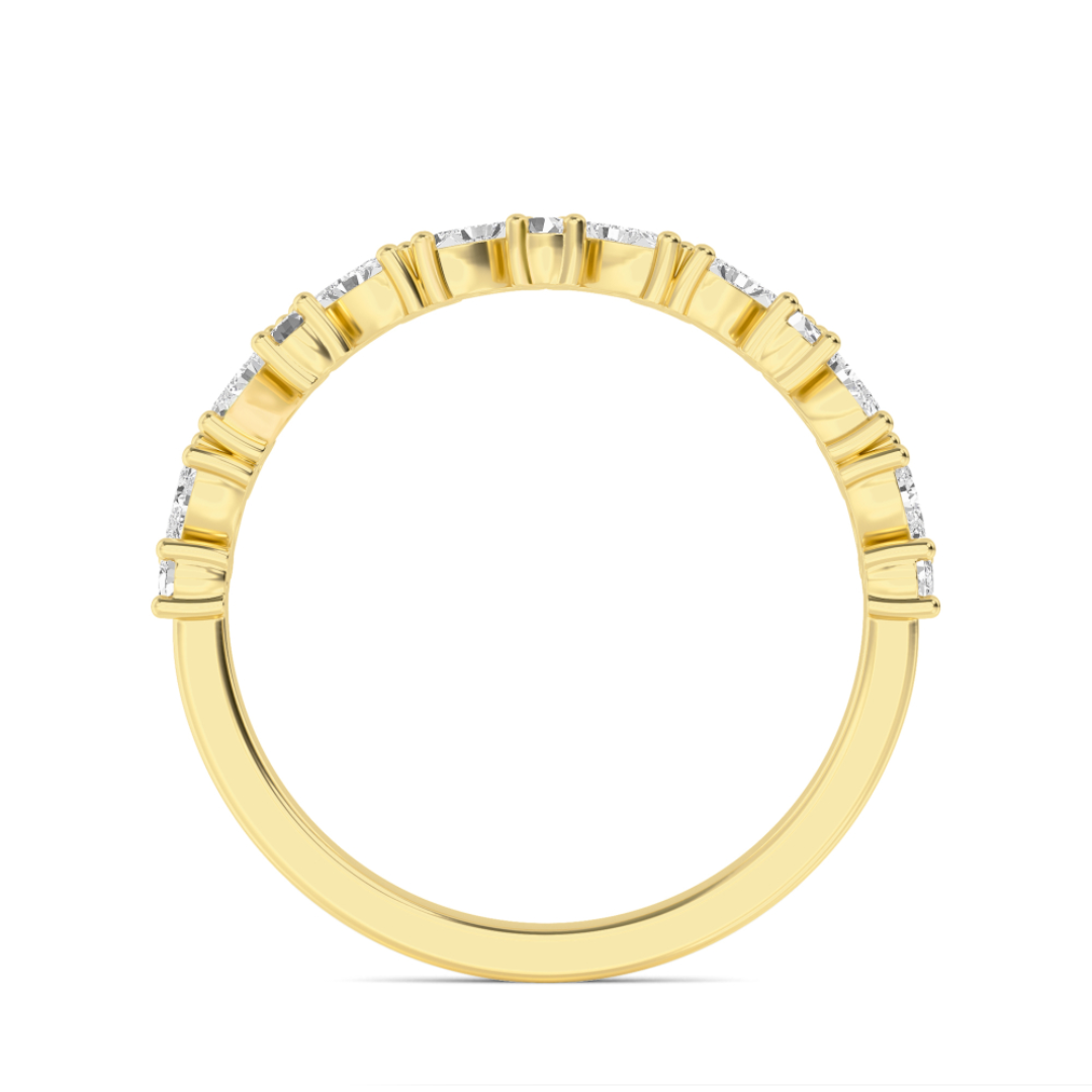 Gold ring with small diamonds on a white background