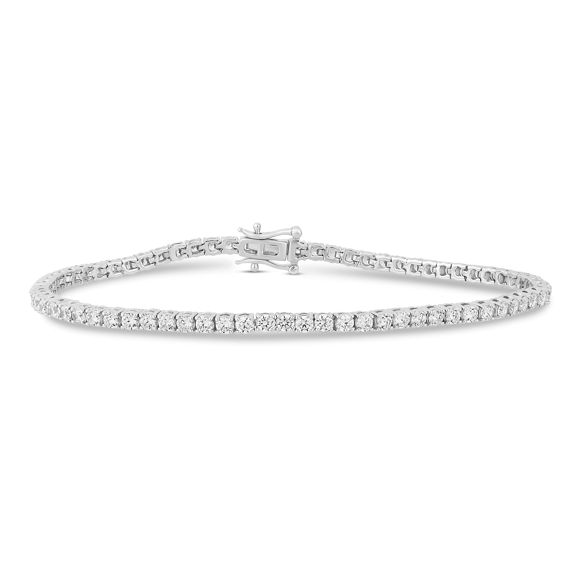 14K White Gold 3CTW. Lab-Grown Diamond Tennis Bracelet