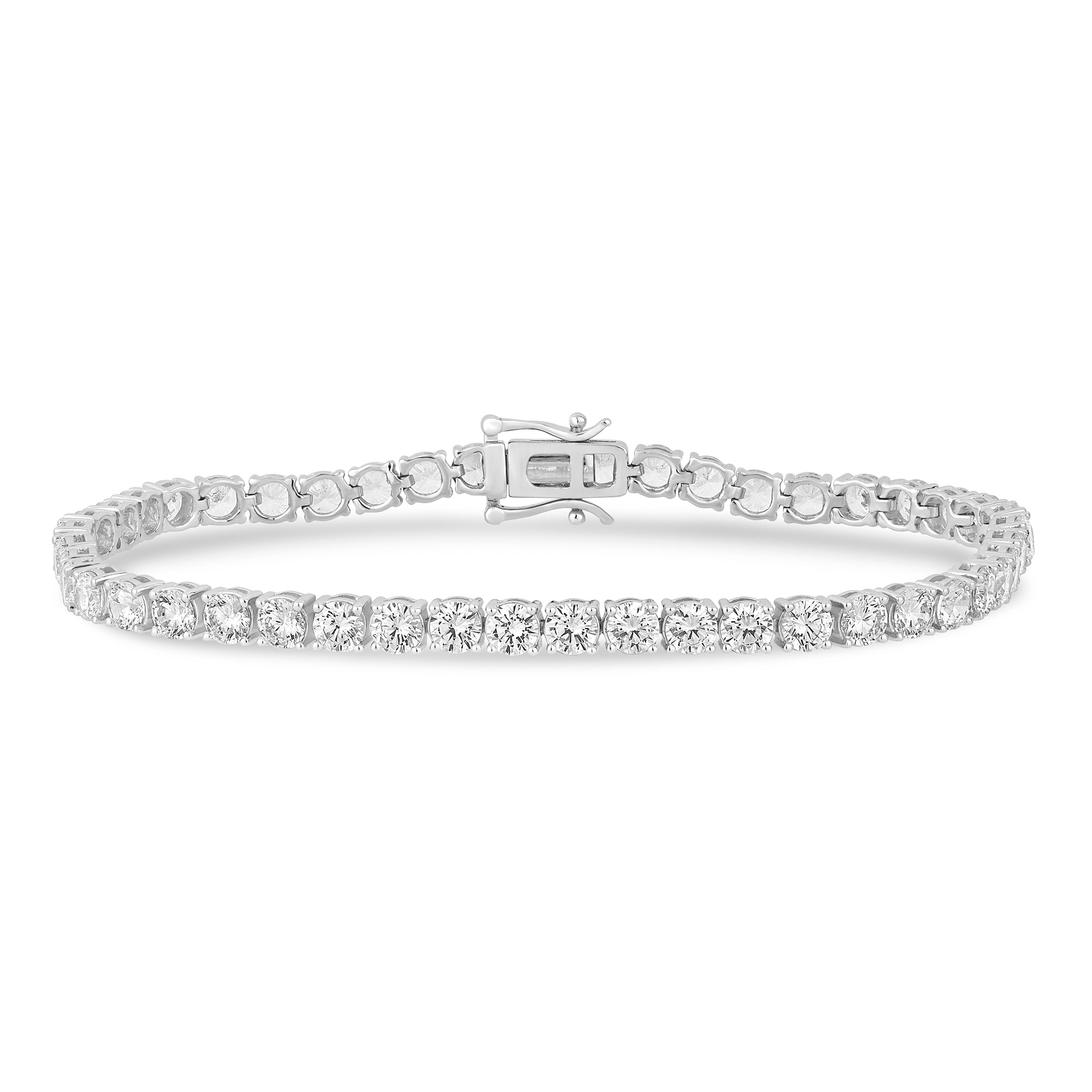 14K White Gold 7CTW. Lab-Grown Diamond Tennis Bracelet