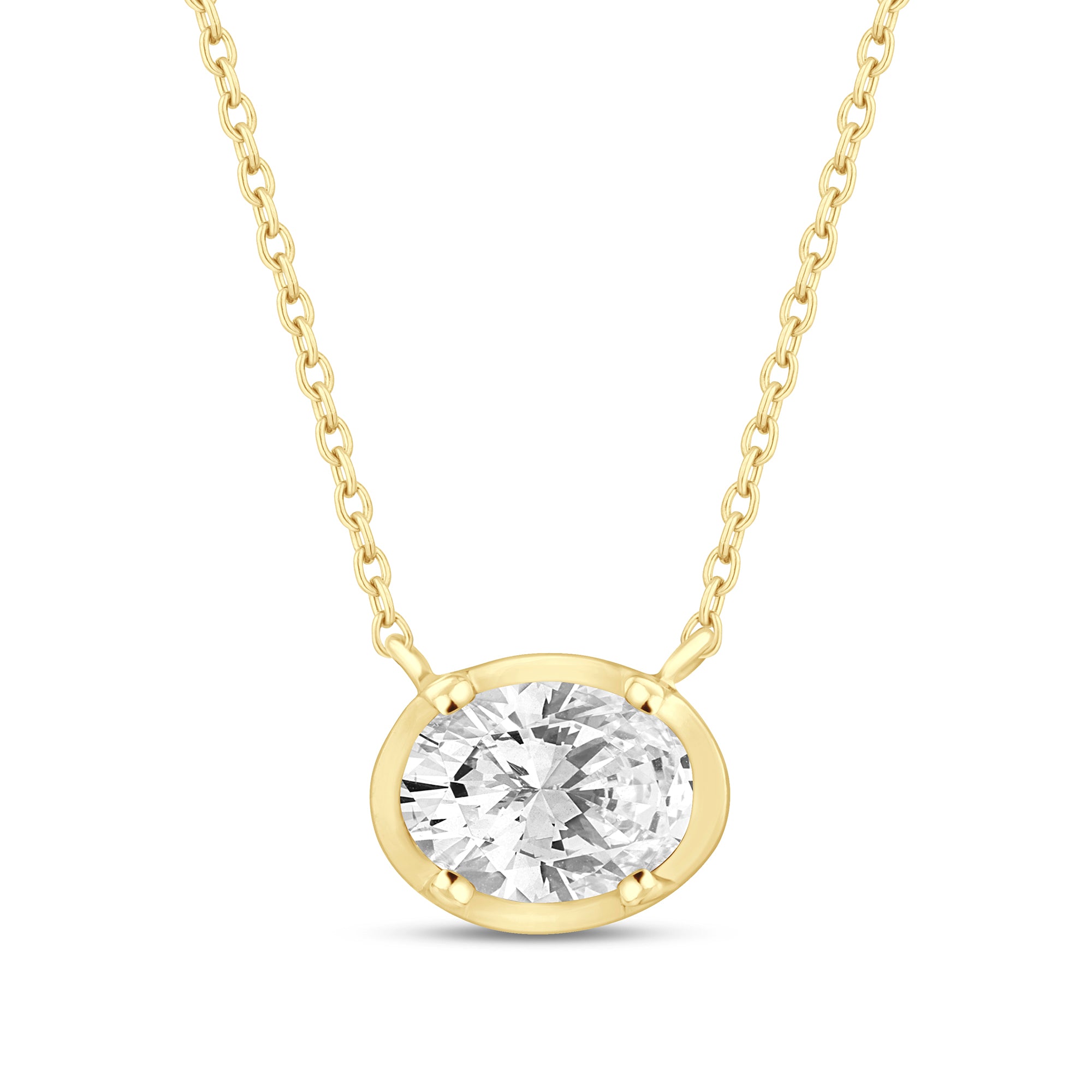 Close-Up of 14K Yellow Gold 1/3CT. Oval Lab-Grown Diamond Necklace