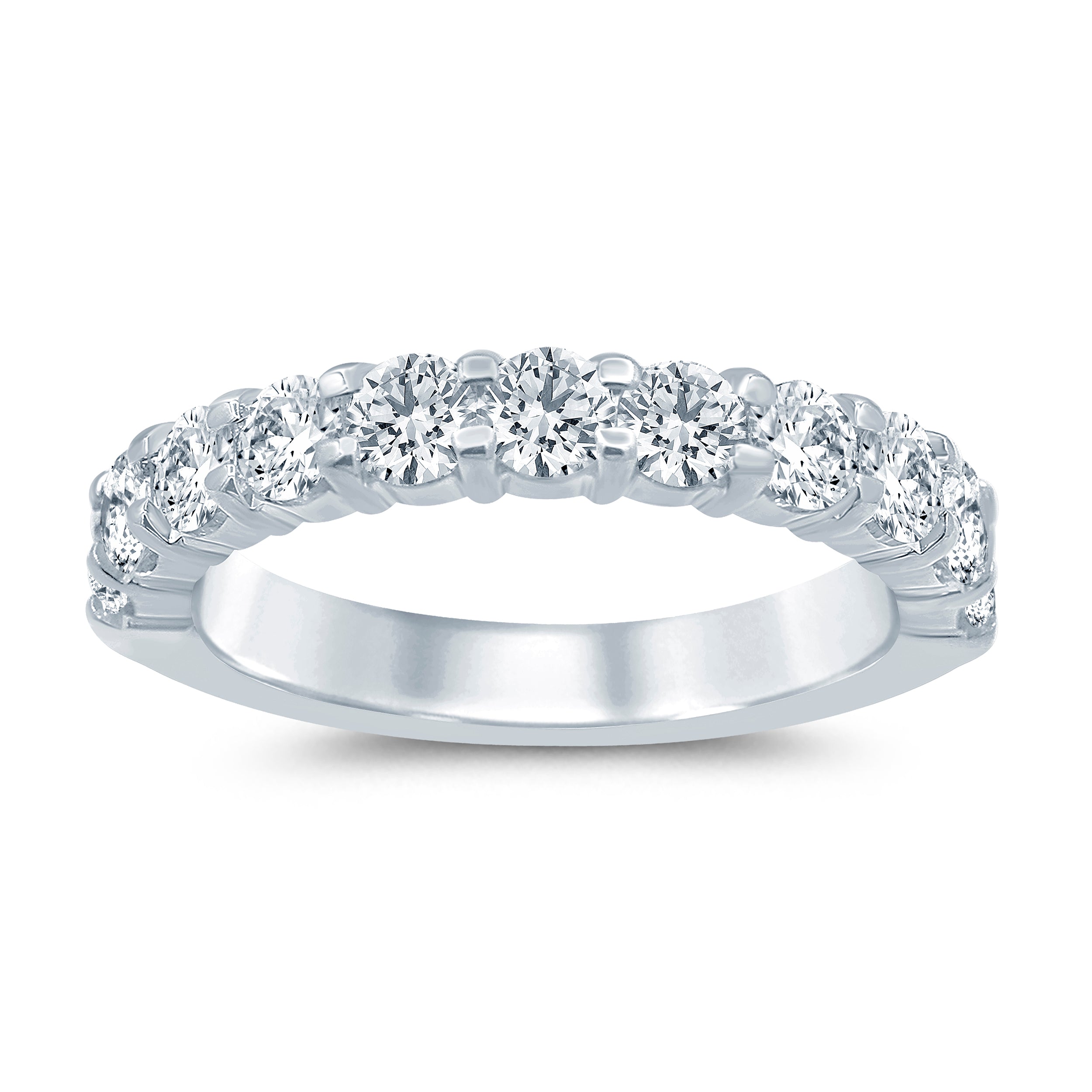 14K White Gold  1CTW. Lab-Grown Diamond Band on white background