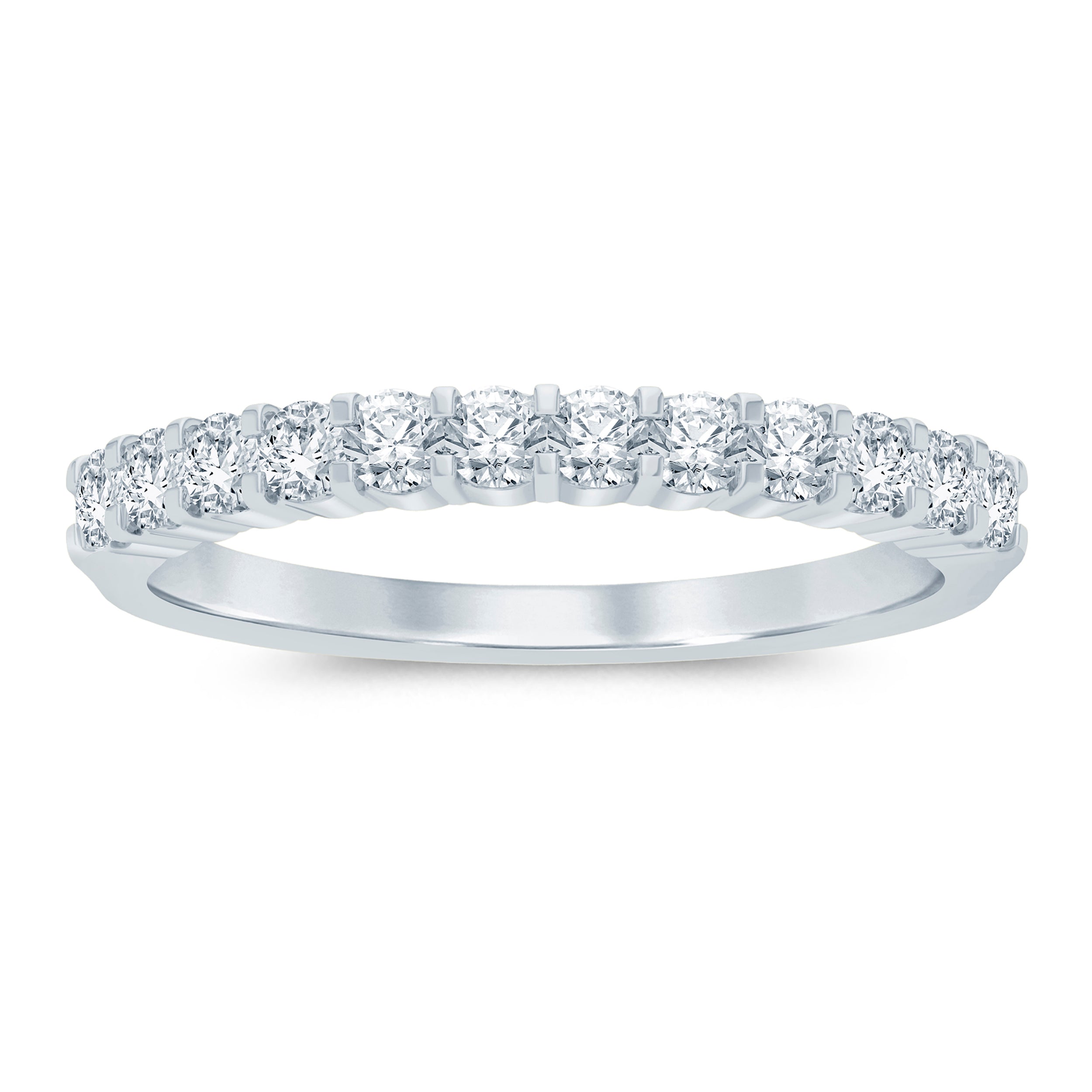 Front View of 14K White Gold 0.5CTW. Lab-Grown Diamond Band